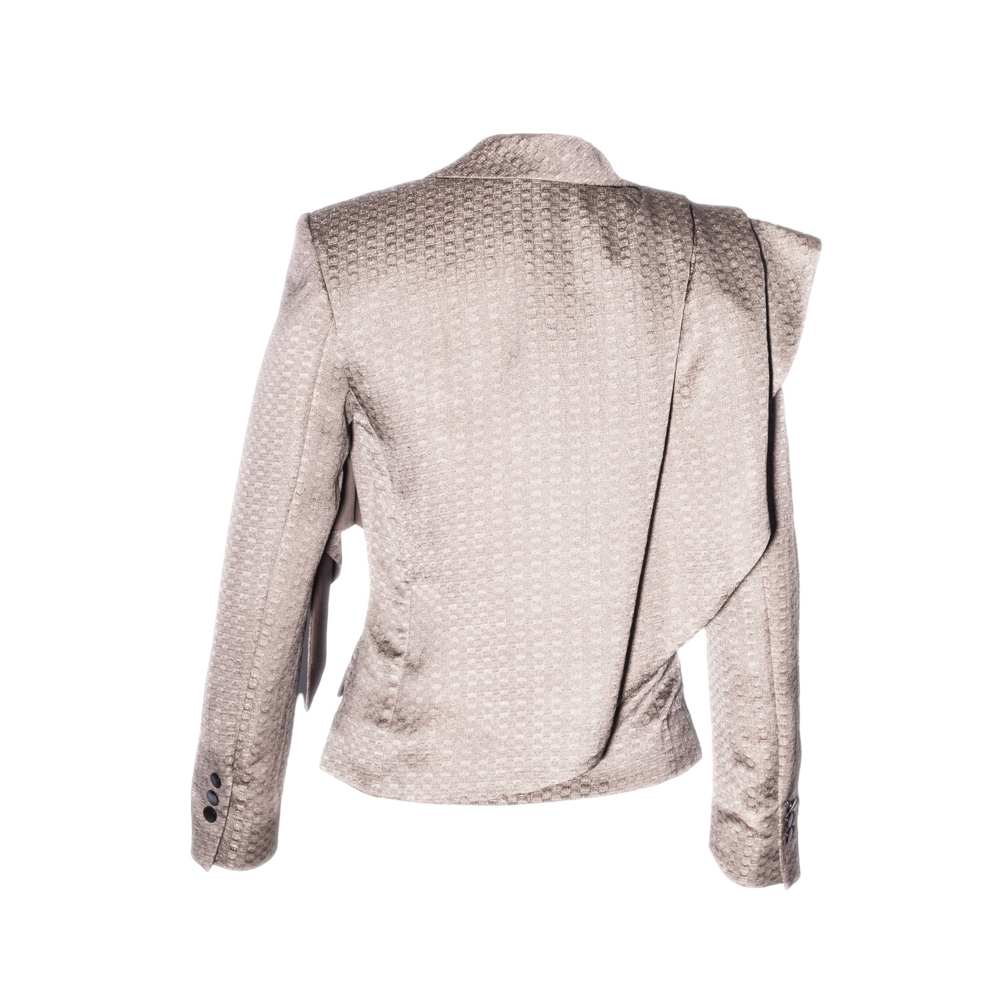 Draped Blazer with Rose Brooch