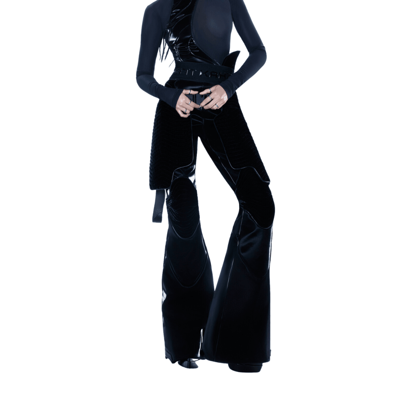 블랙 벨벳 리플렉티브 유틸리티 팬츠