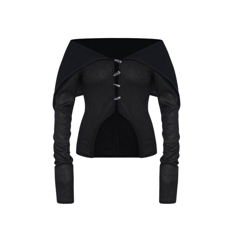 Black Nail Button Cardigan