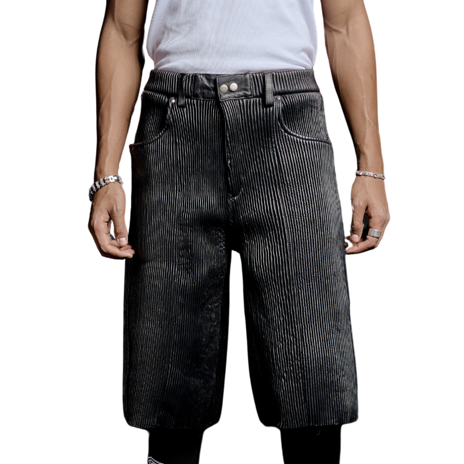 Pleated Leather Jorts