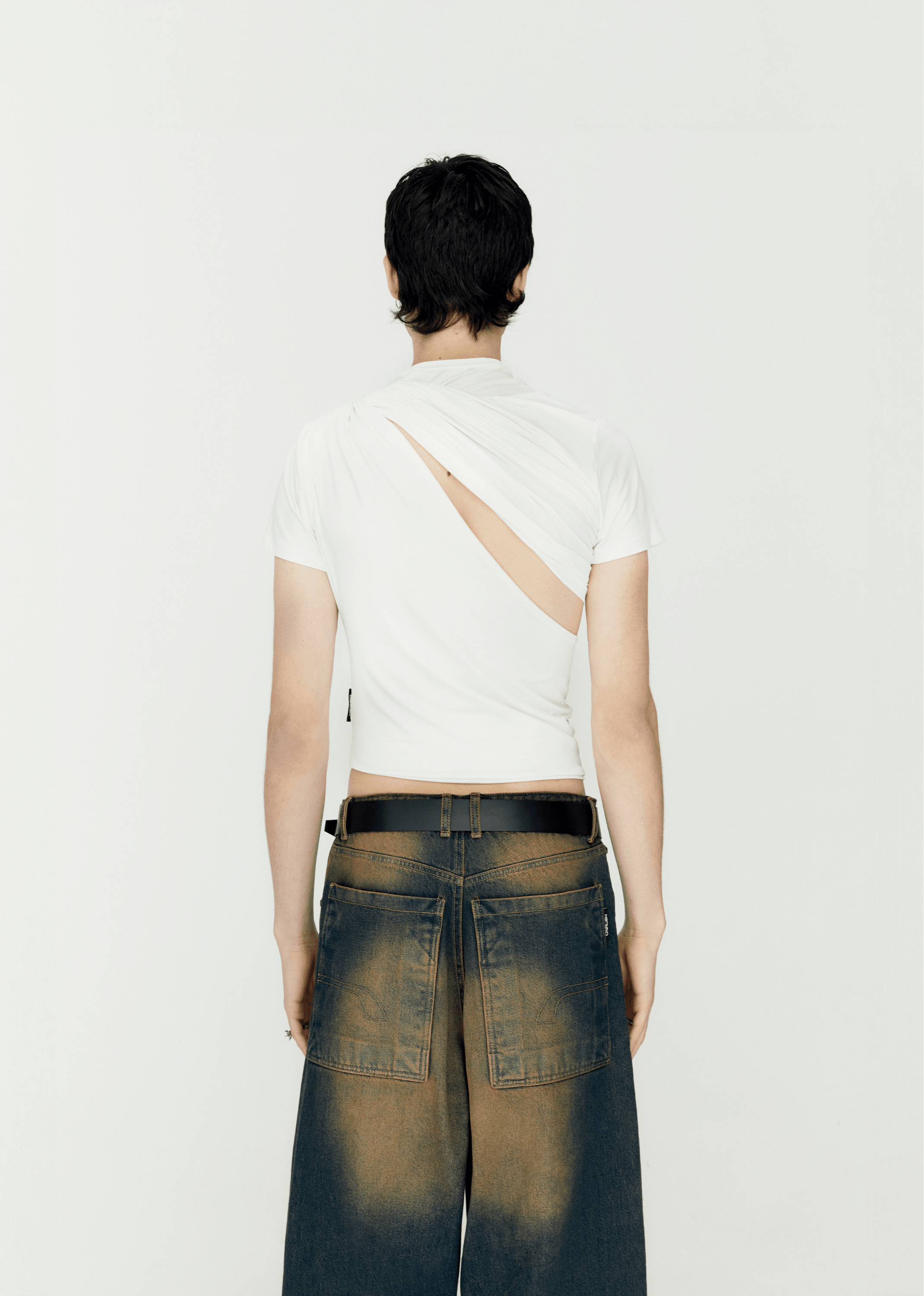 Asymmetric Draped Top in White