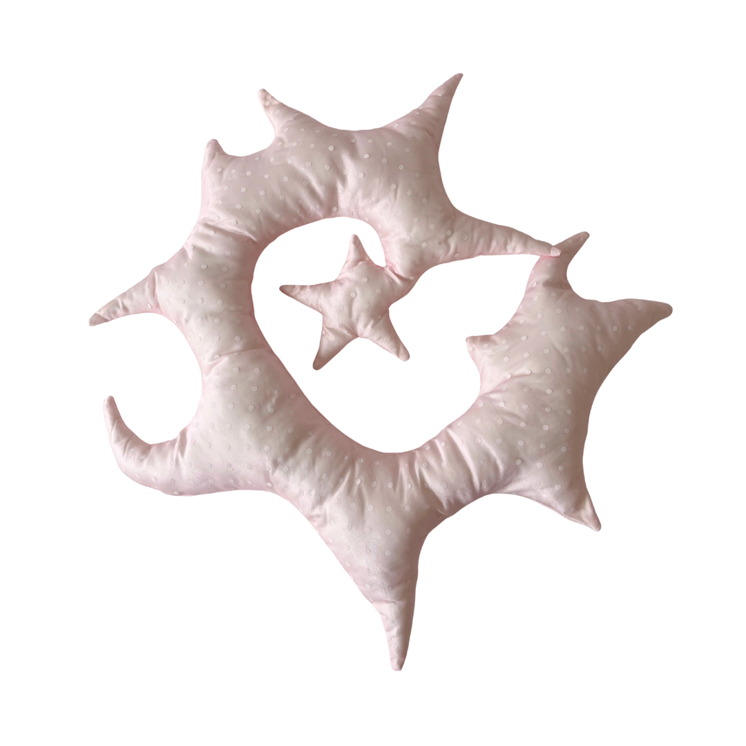 Star Pillow in Pink Polka Dot