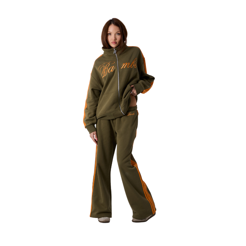 Lola Stripe Track Pant in Khaki