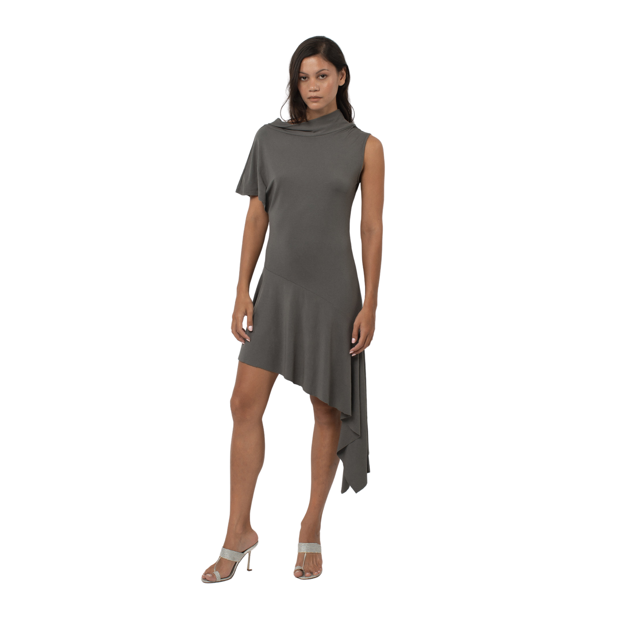 Plume Dress in Charcoal