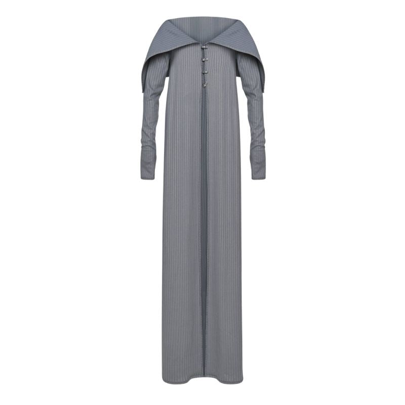 Maxi Cardigan in Light Grey with Nail Button Detailing