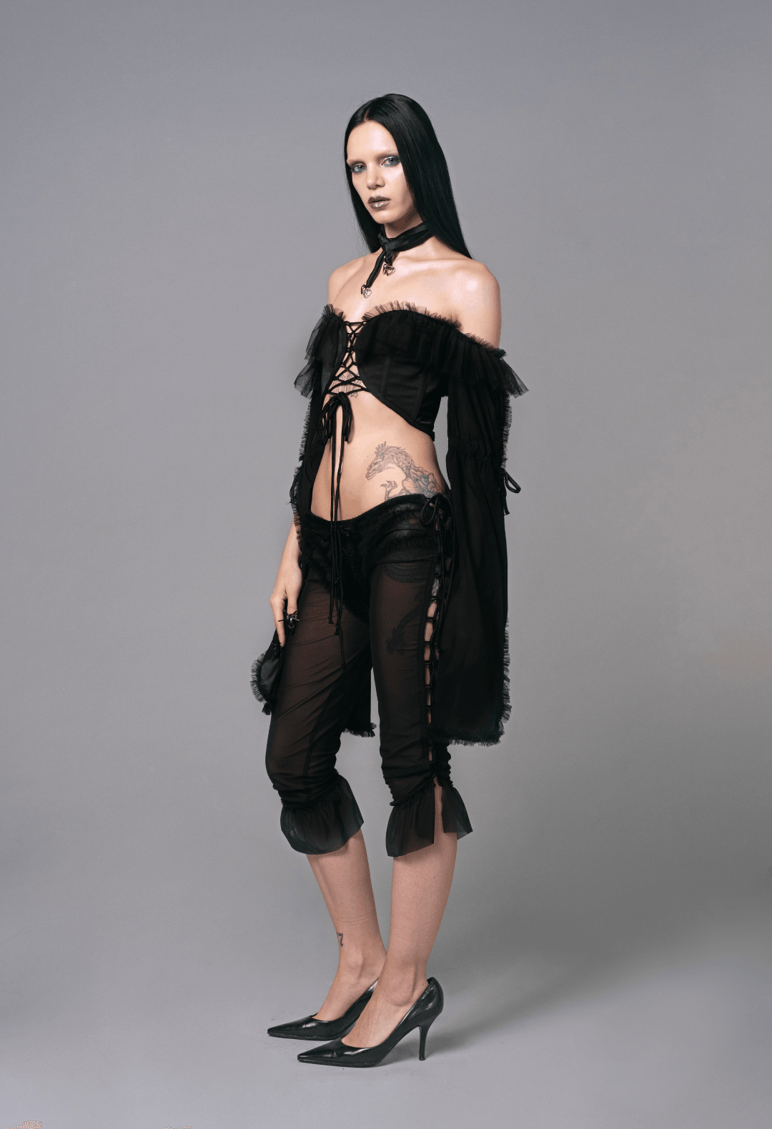 카프리 팬츠 누아르