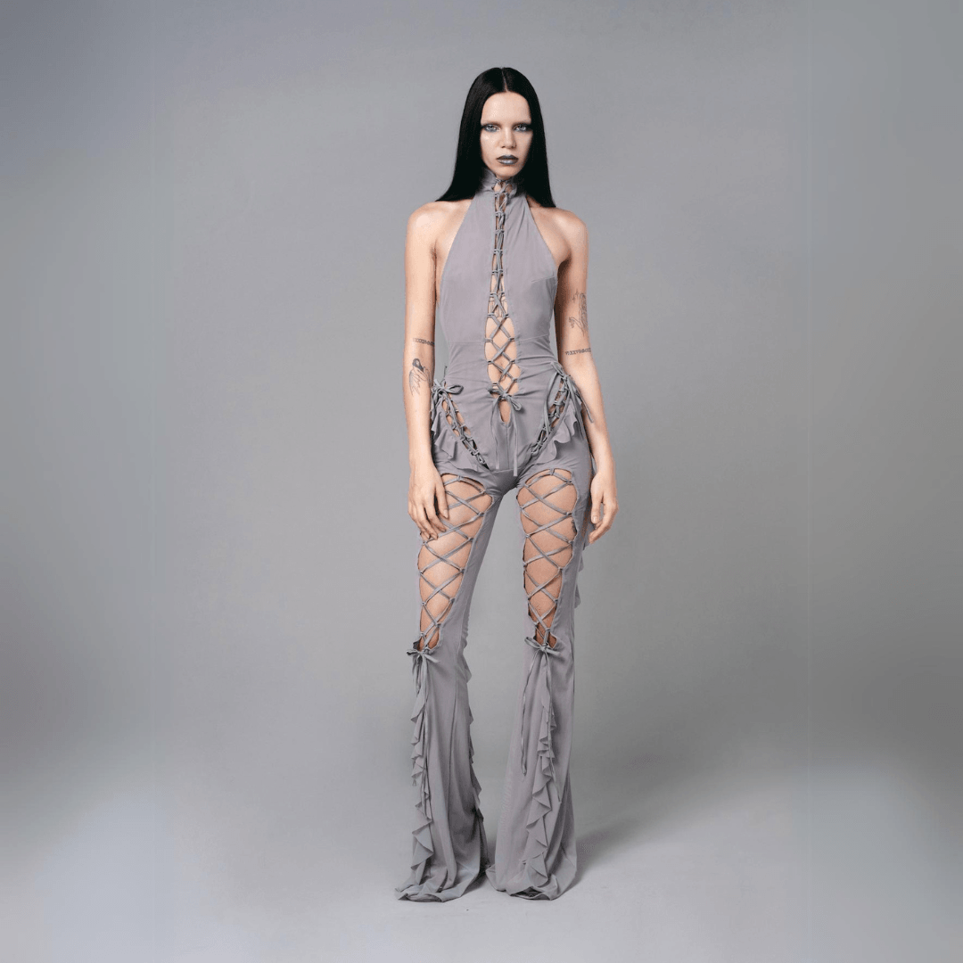 Sinful Romance Jumpsuit in Silver