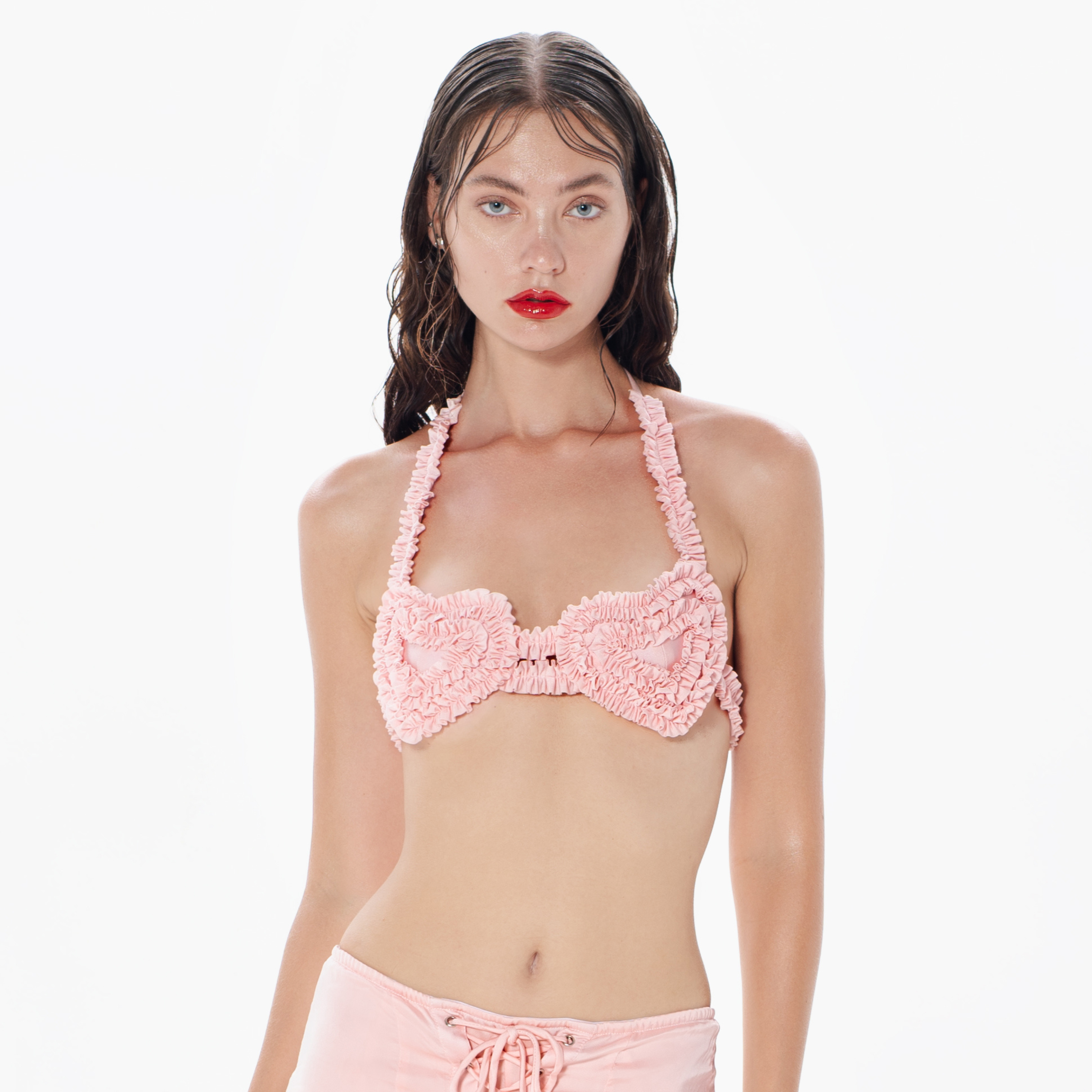 러플 하트 비키니 탑