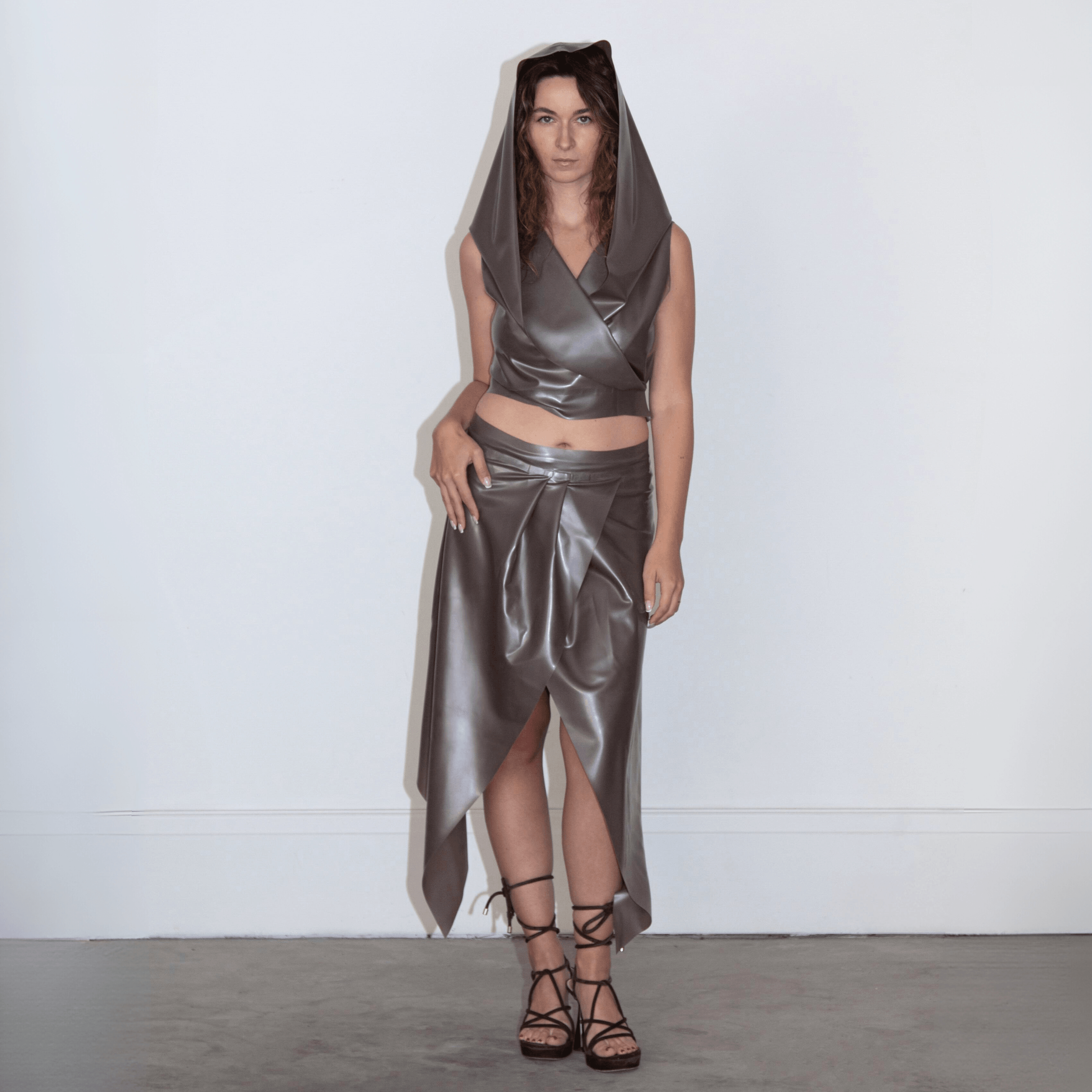 Hooded Top in Silver