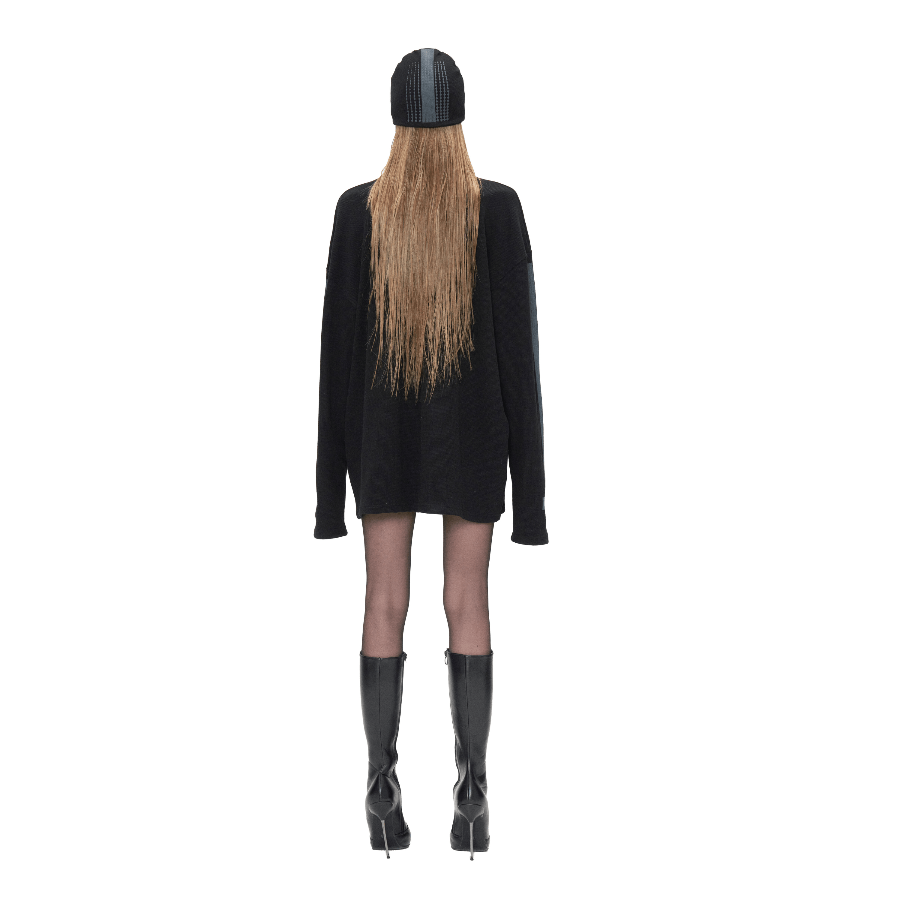 자수 와플 오버사이즈 티셔츠