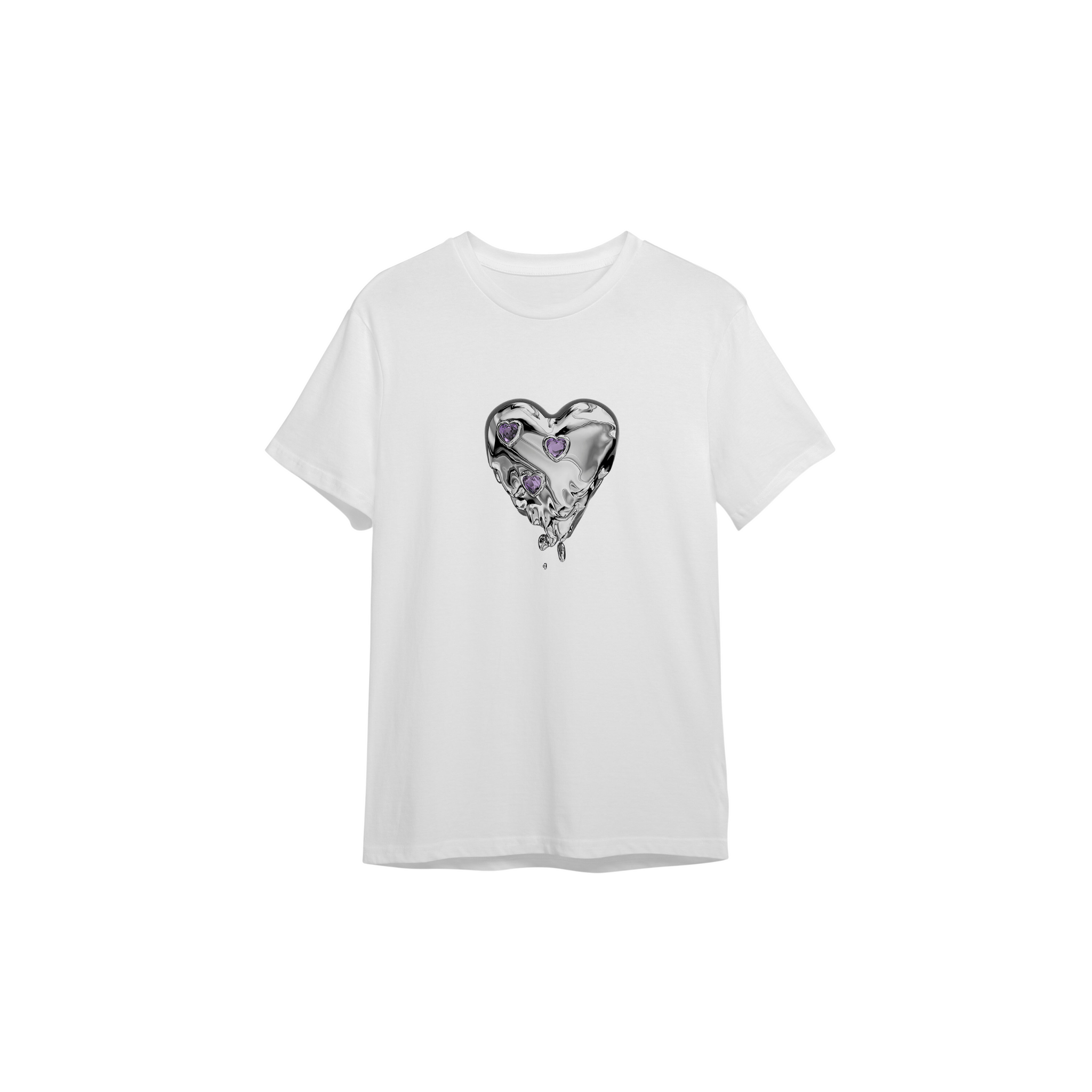 Weißes T-Shirt mit schmelzendem Herzen