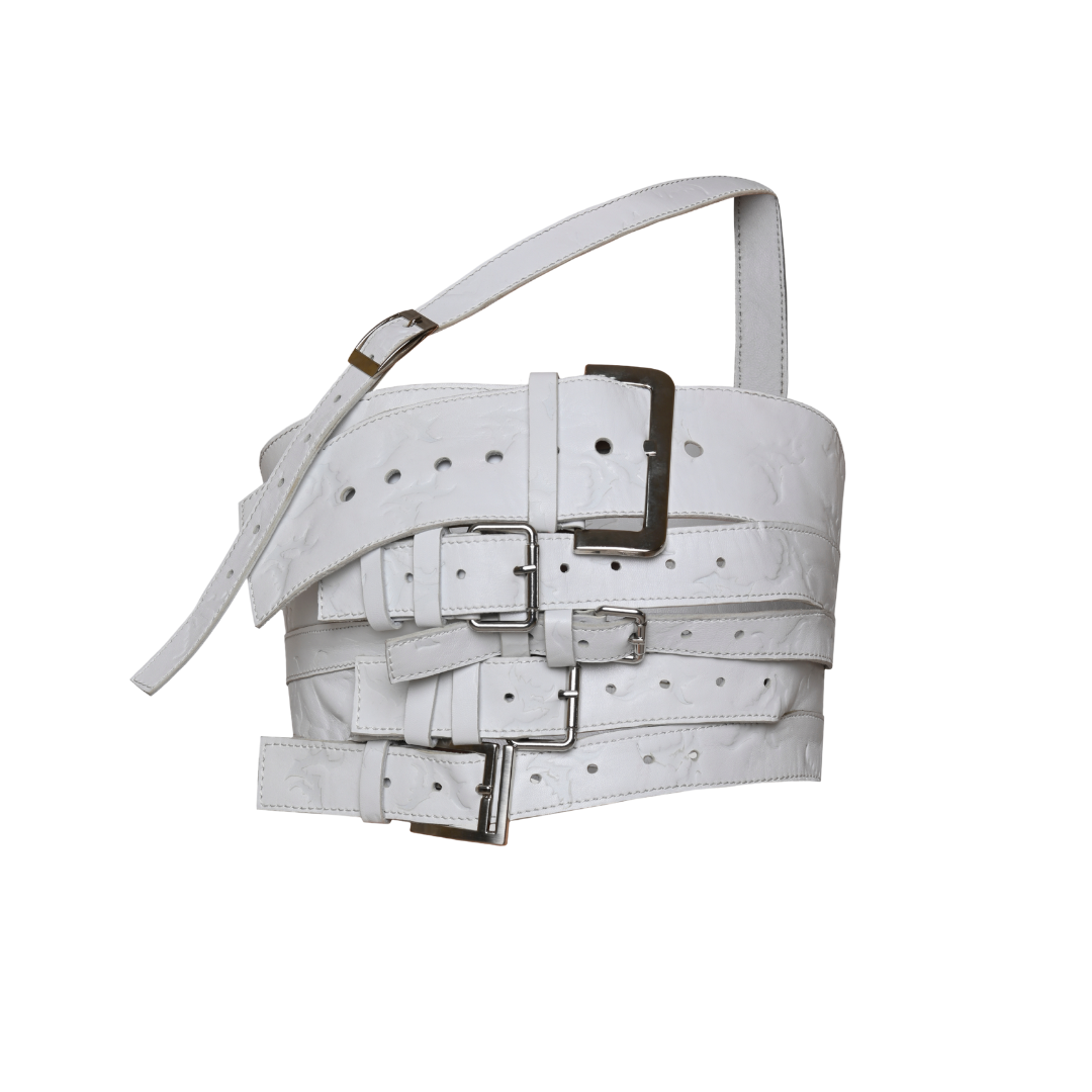 Belt Leather Corset in White