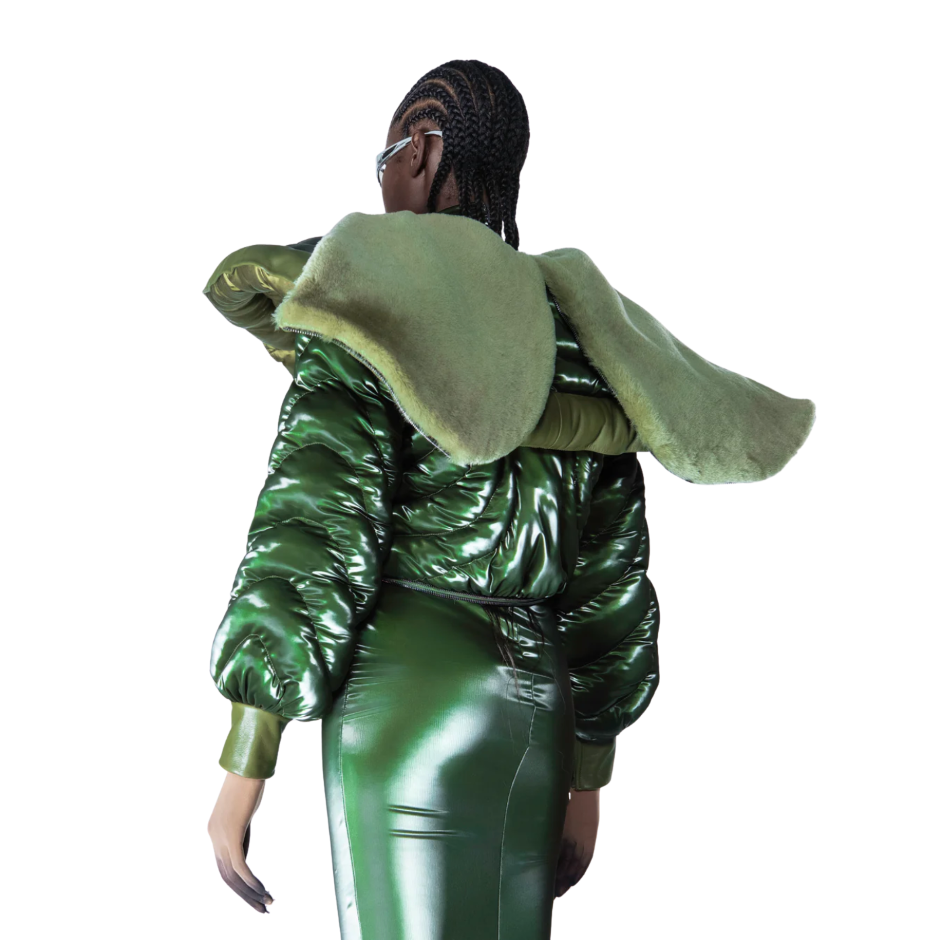 올리브 그린 퀼팅 퍼퍼 재킷