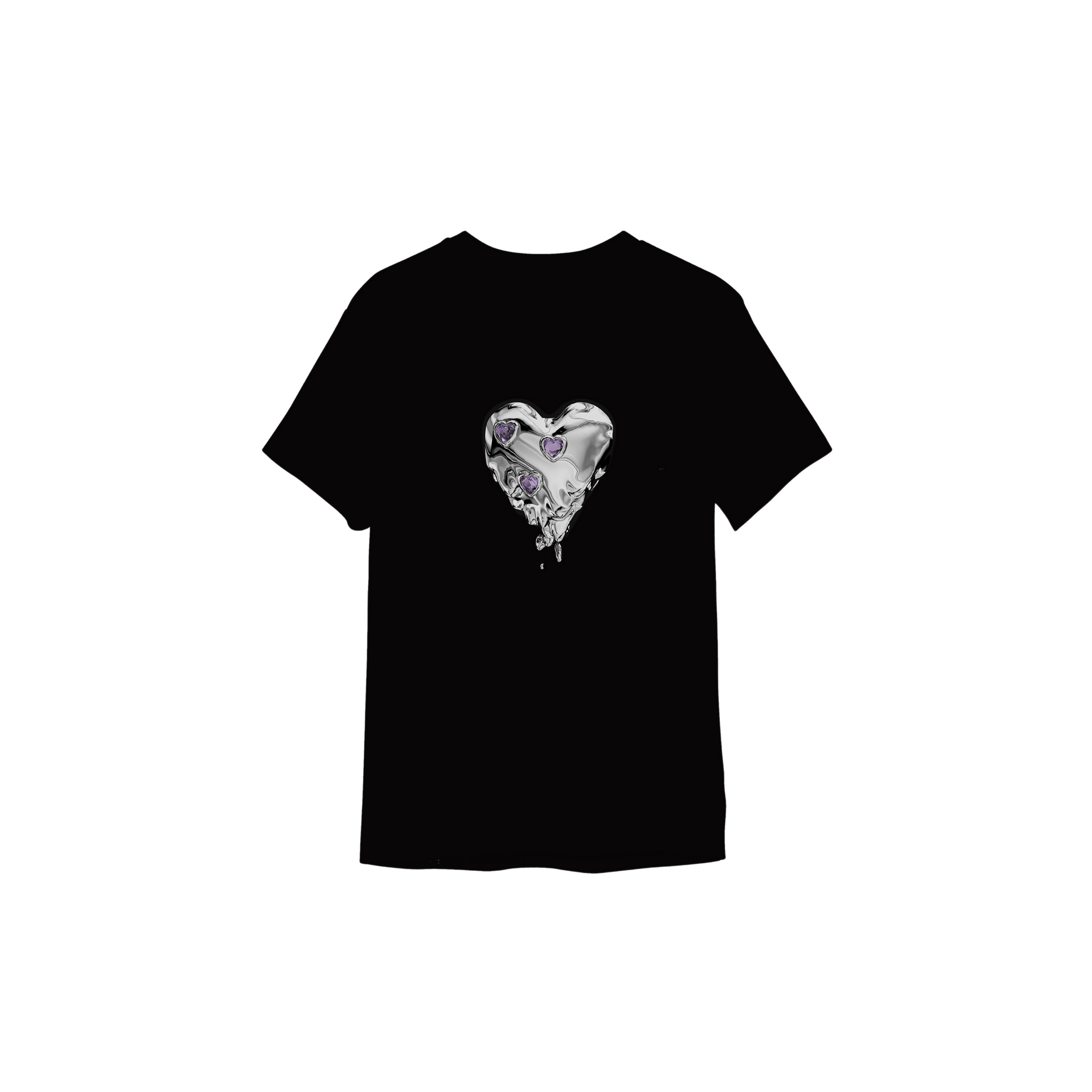 Schwarzes T-Shirt mit schmelzendem Herzen