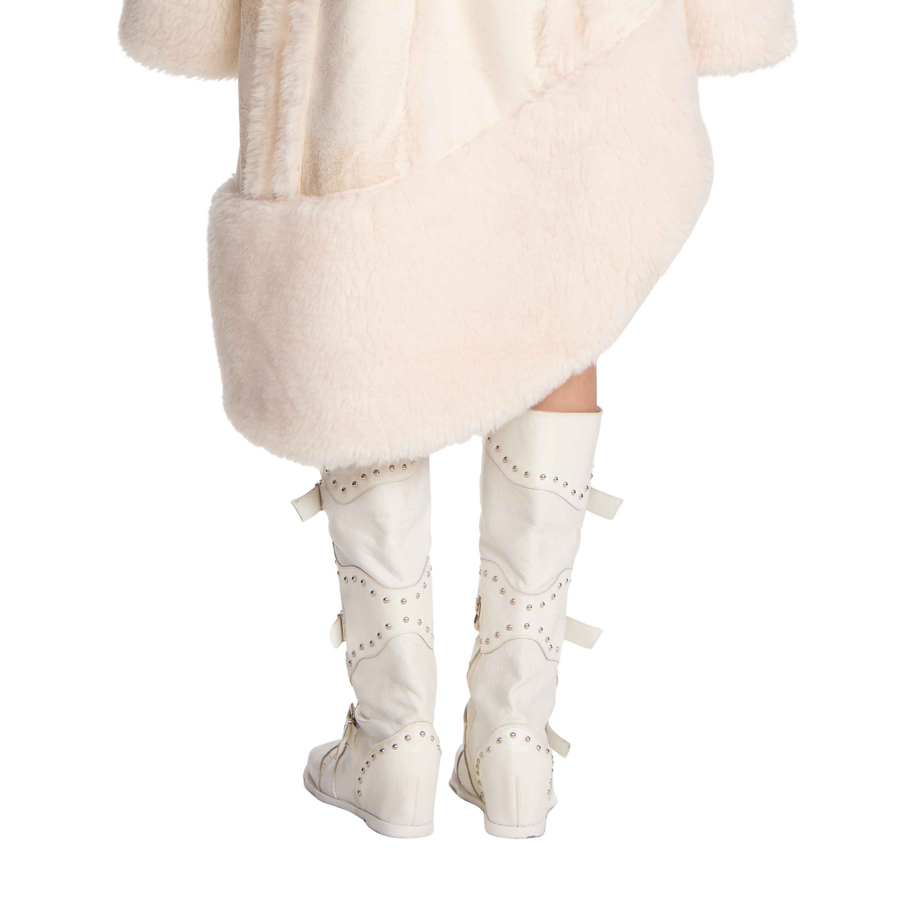 White Lace Up Hidden Heel Calf Boots