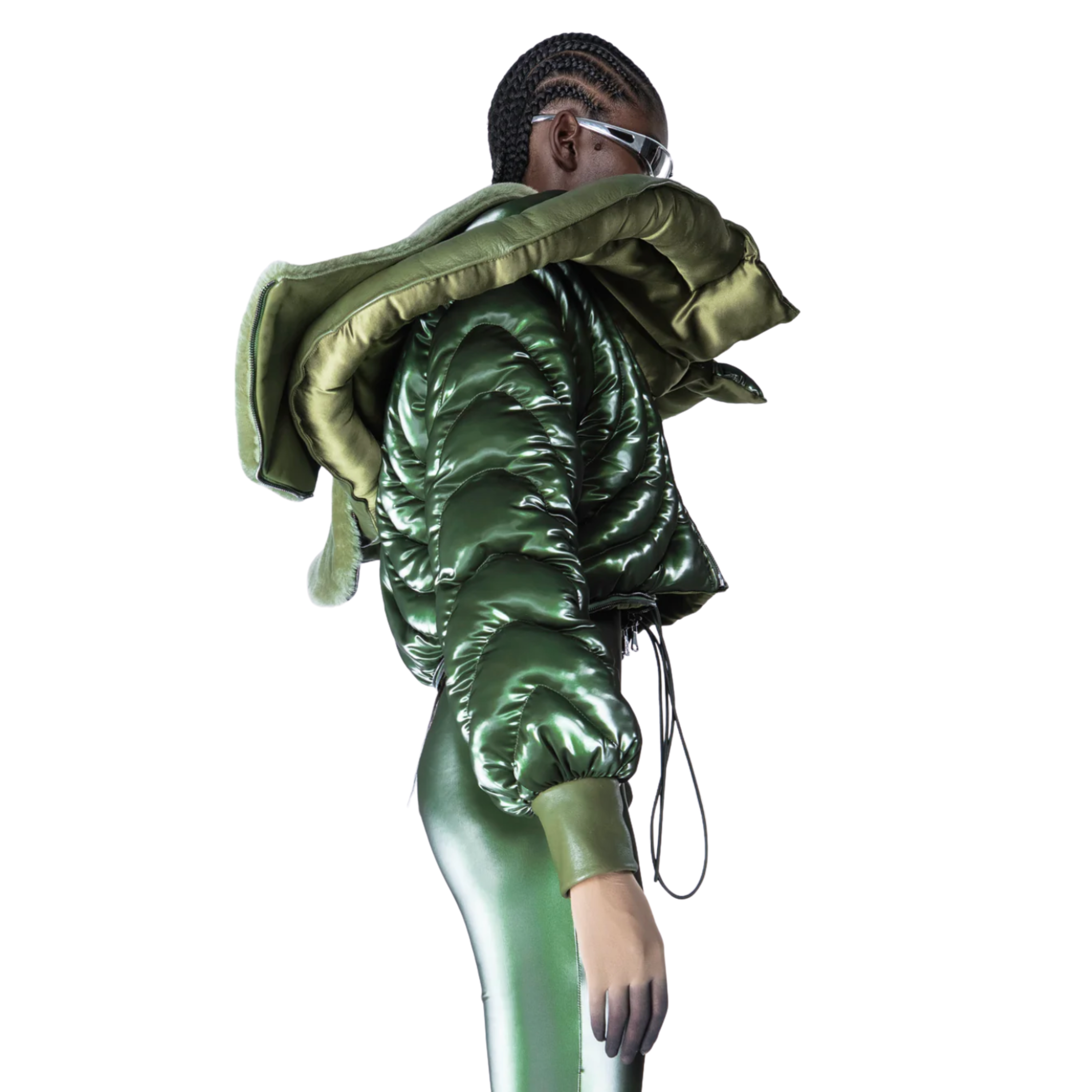 올리브 그린 퀼팅 퍼퍼 재킷