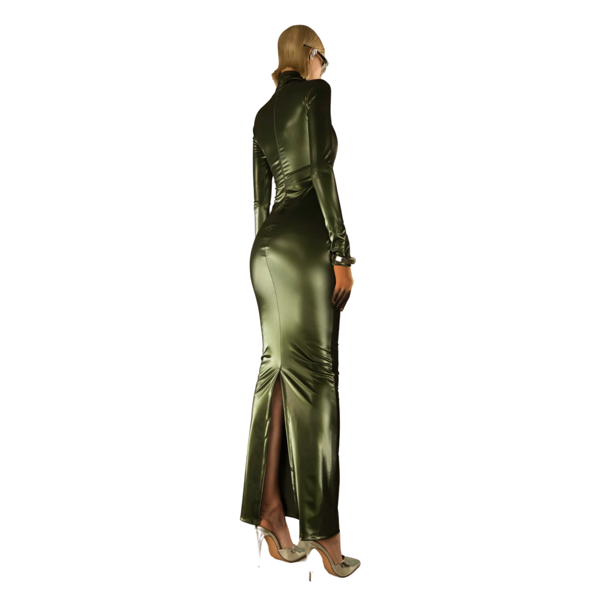Olive Green Reflective Bodycon Dress L