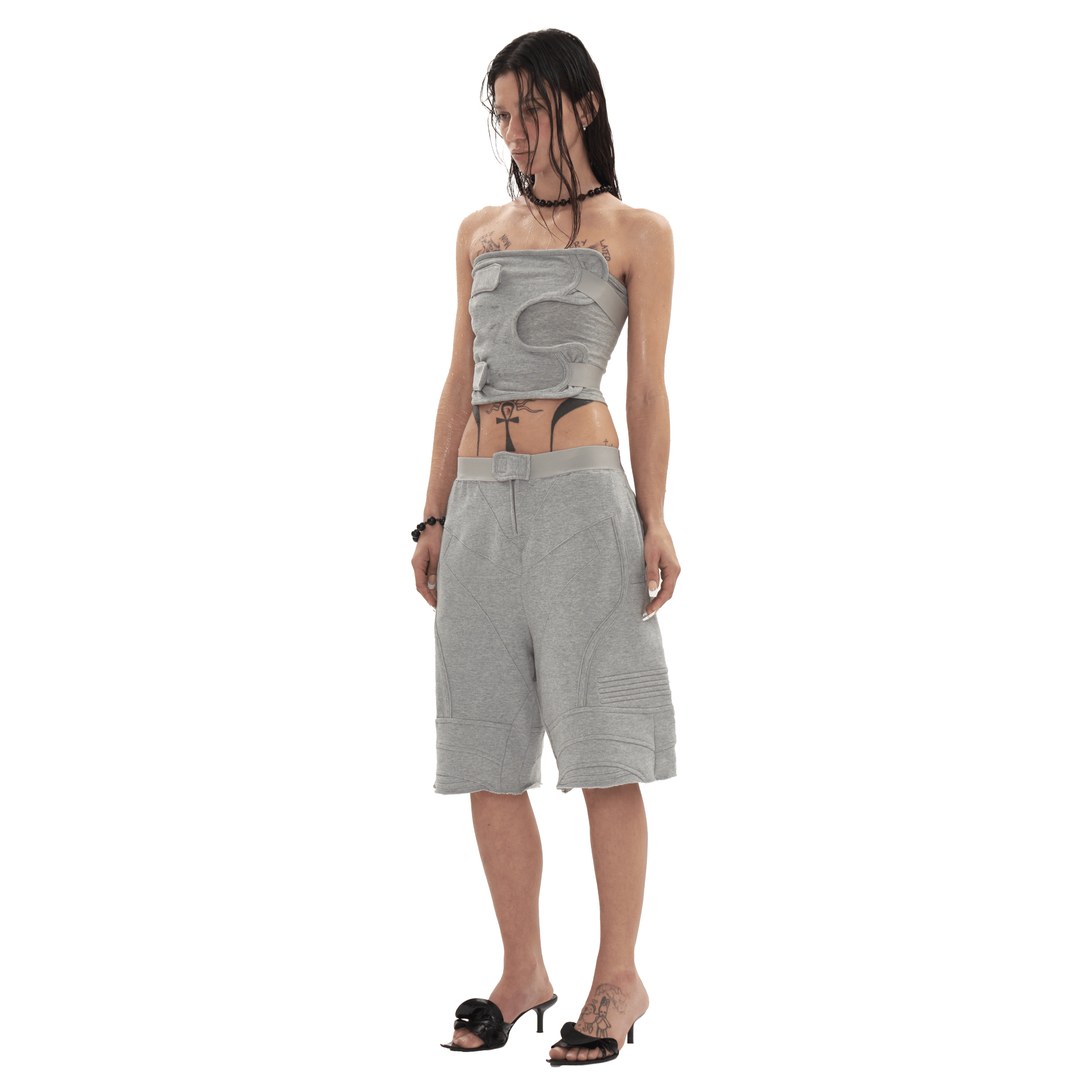 Biker Banding Top in Grey