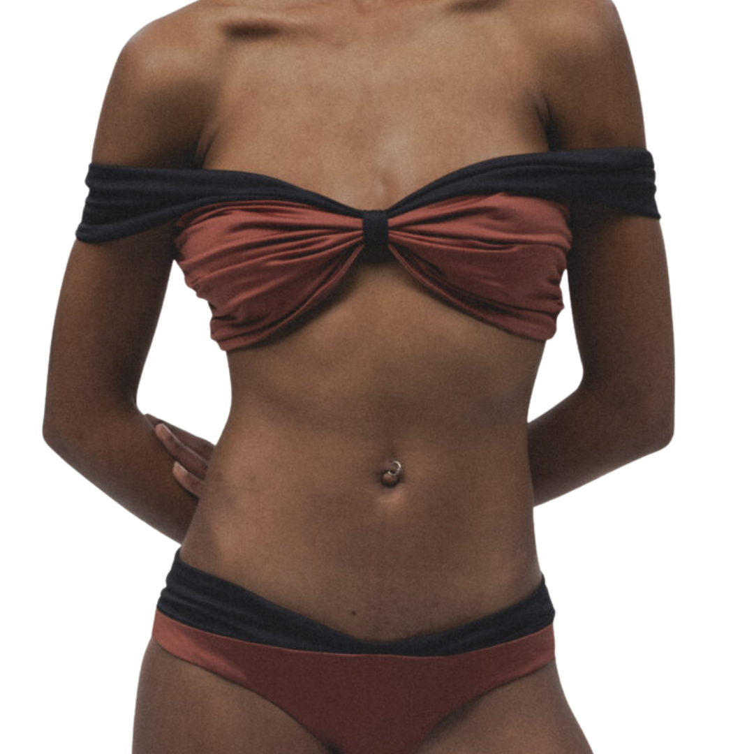 구리색 피기 비키니 탑