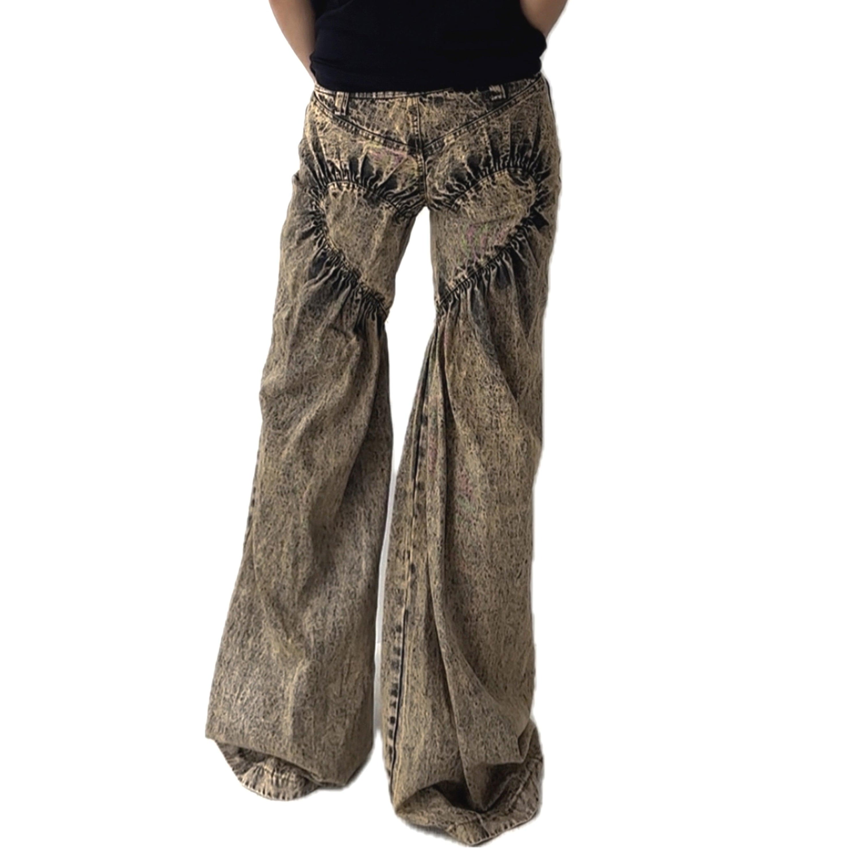 유니섹스 셔링 하트 디스트레스드 데님 진