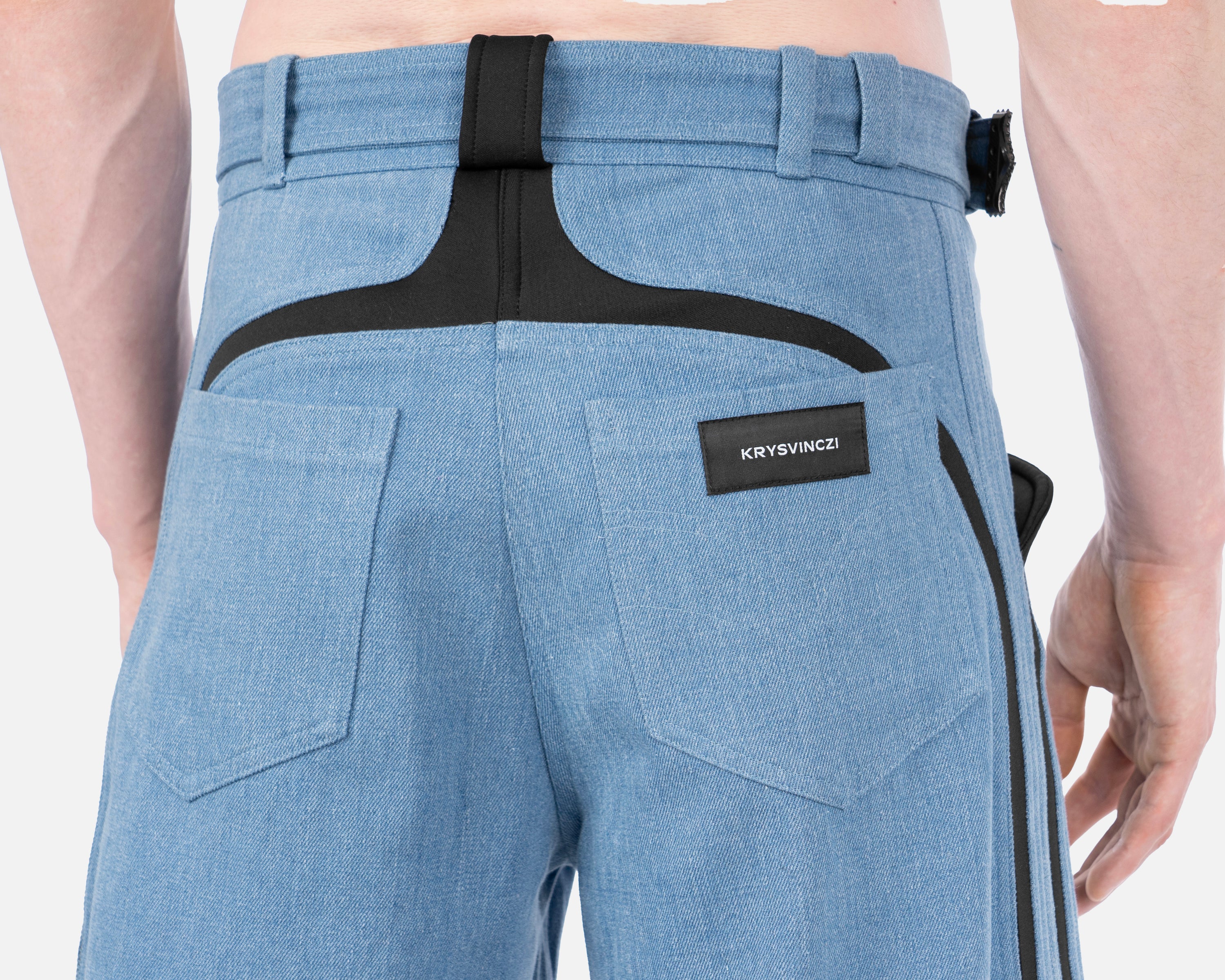 블루색 워크 데님 팬츠