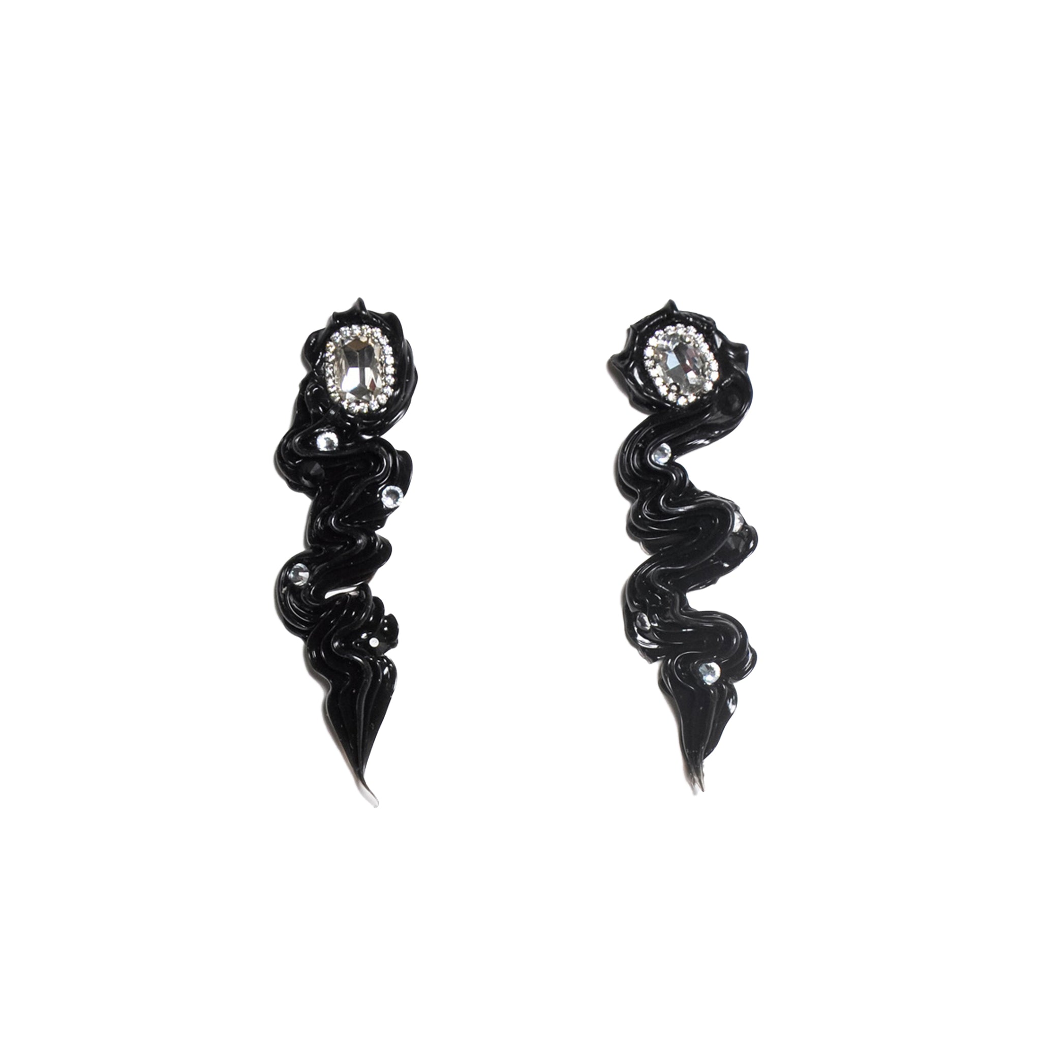 Black Whipped Jewel Earrings