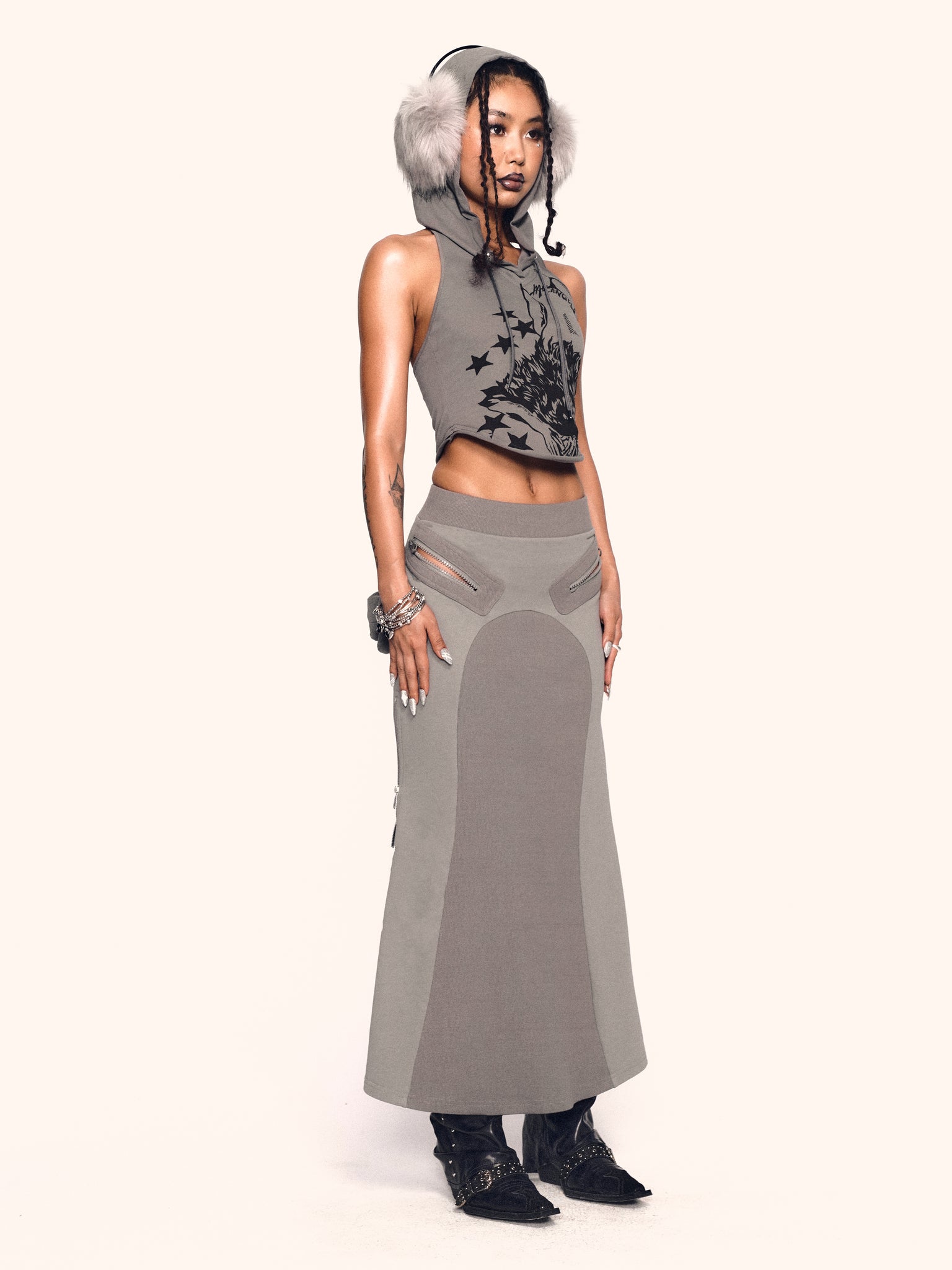 Zip Pocket Maxi Skirt