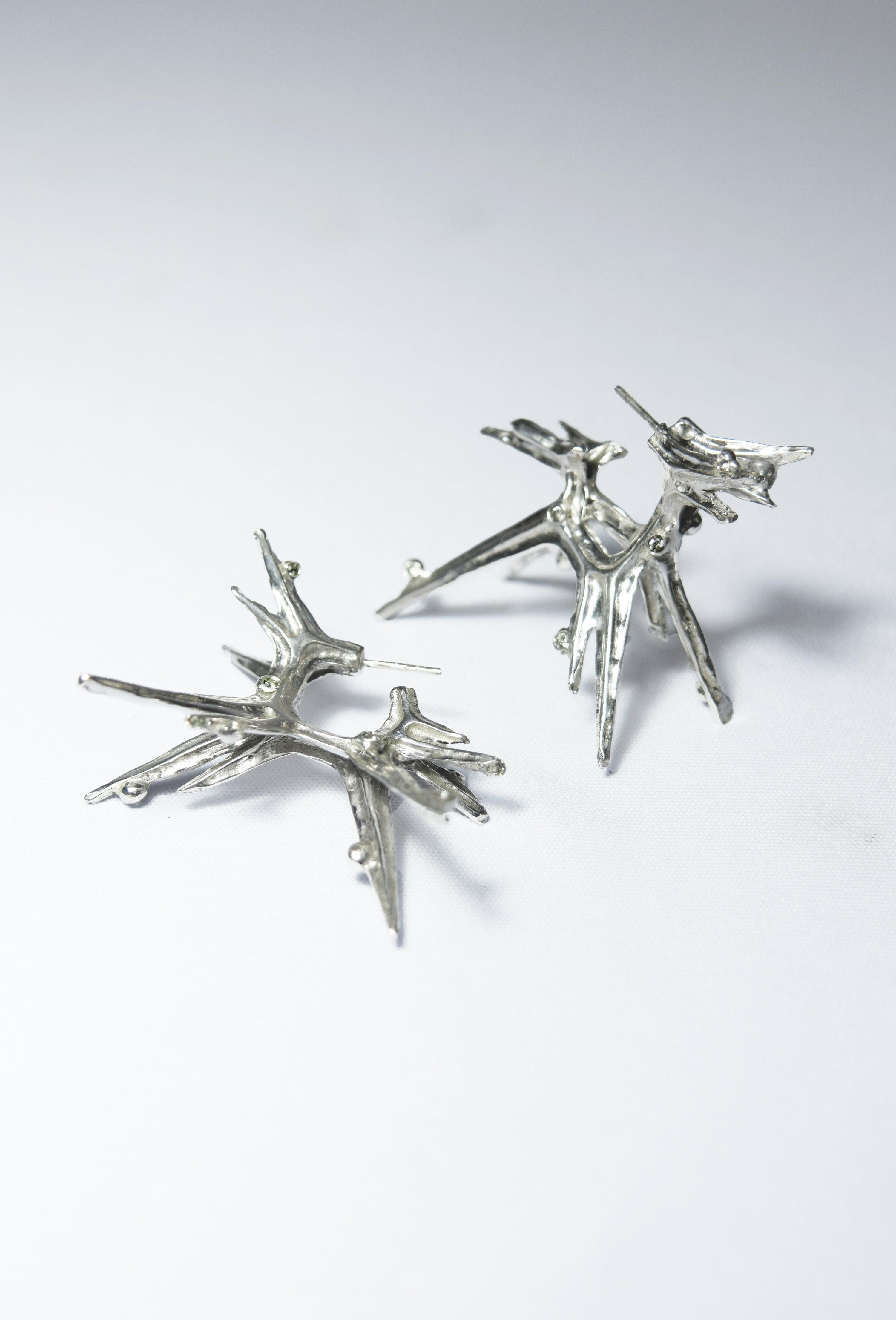 Large Spike Hoops with Topaz