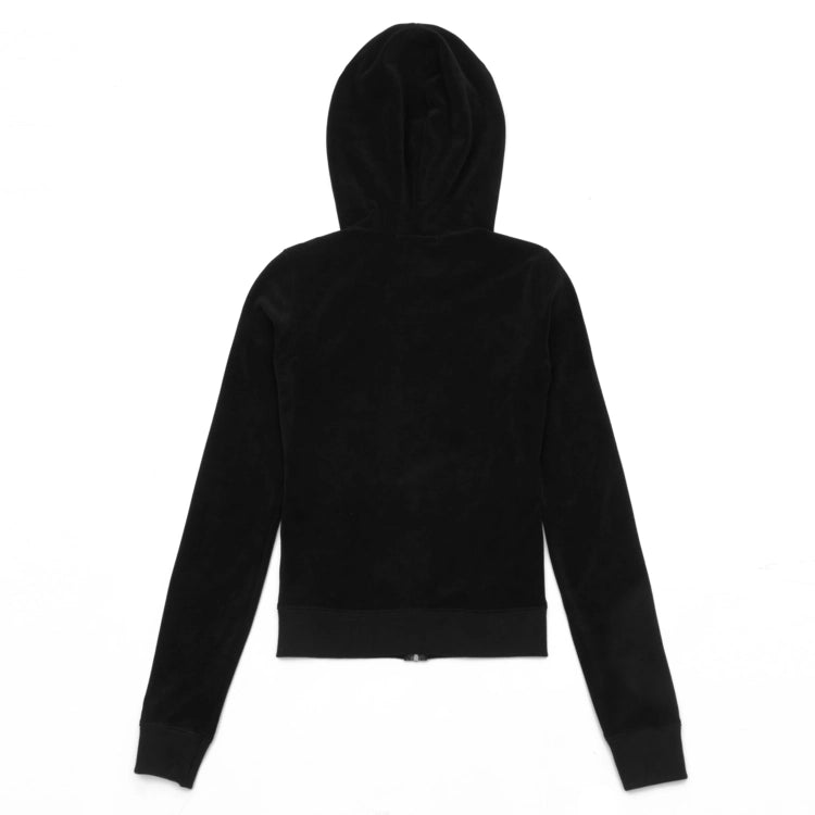 Cross Charm Velvet Hoodie Zip-up