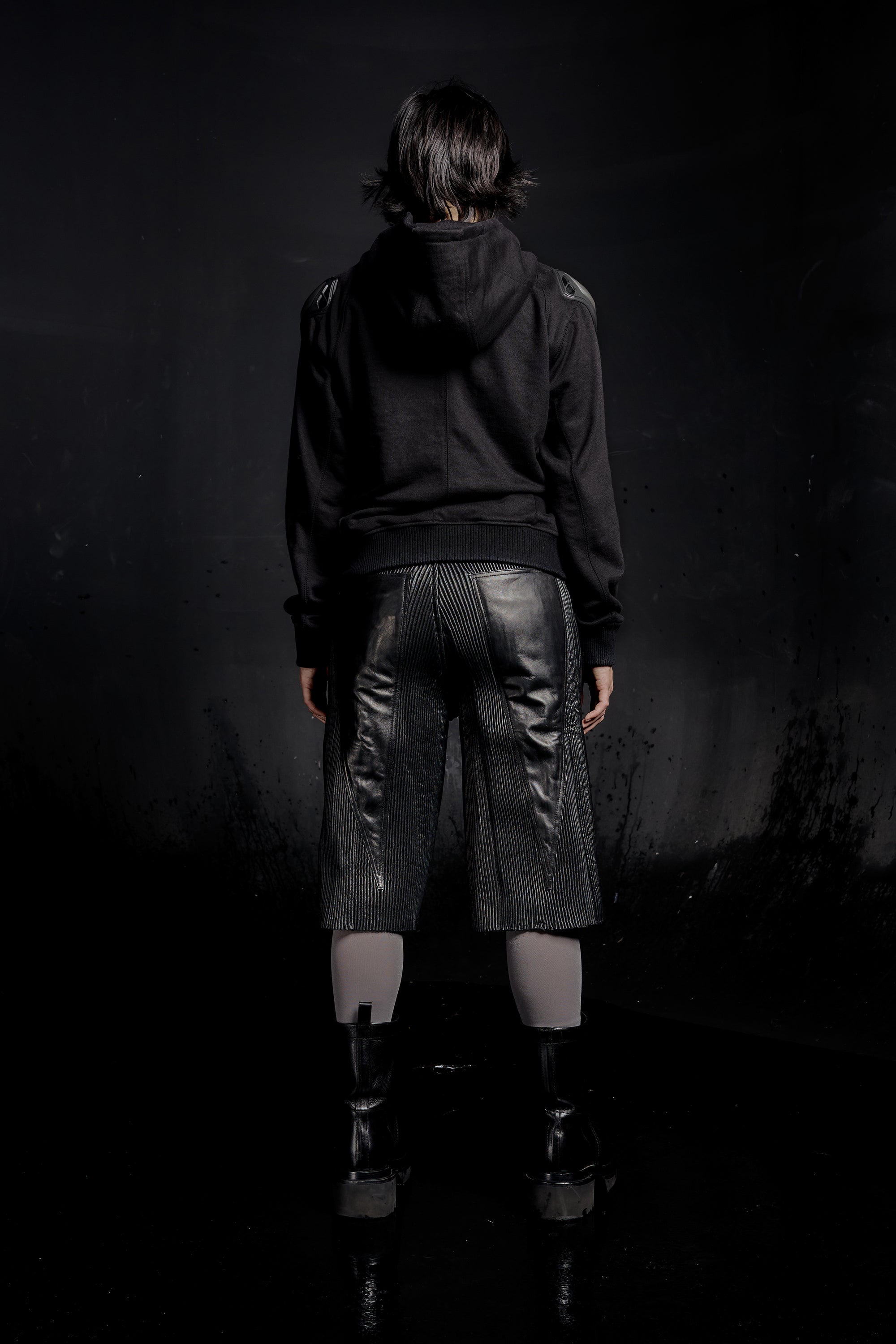 RUH Paneled Zip Up Hoodie in Black