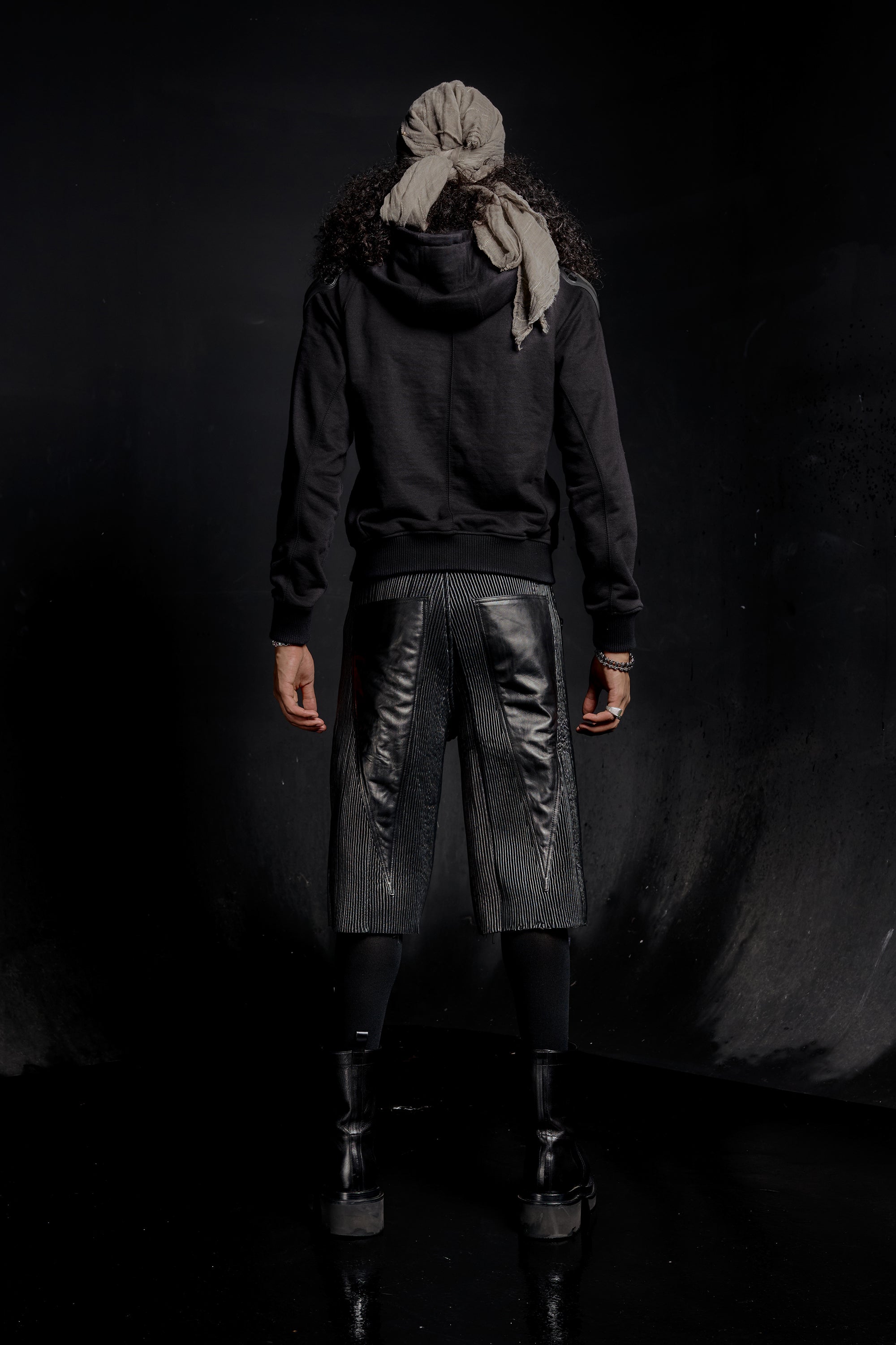 RUH Paneled Zip Up Hoodie in Black