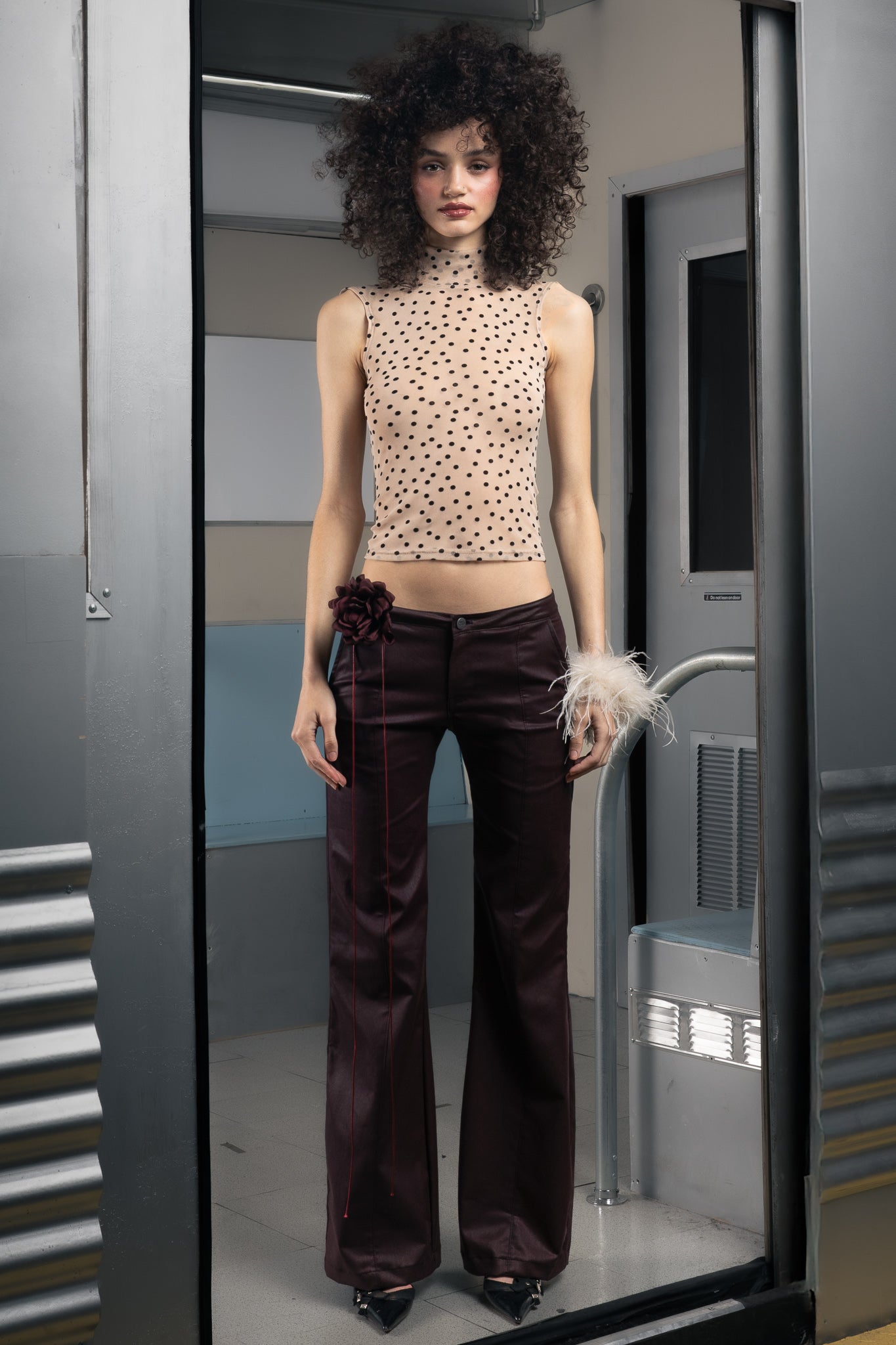 Waxy Bootcut Pant in Burgundy