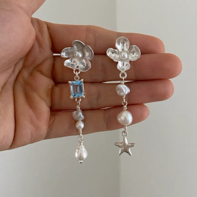 토파즈 꽃잎 귀걸이