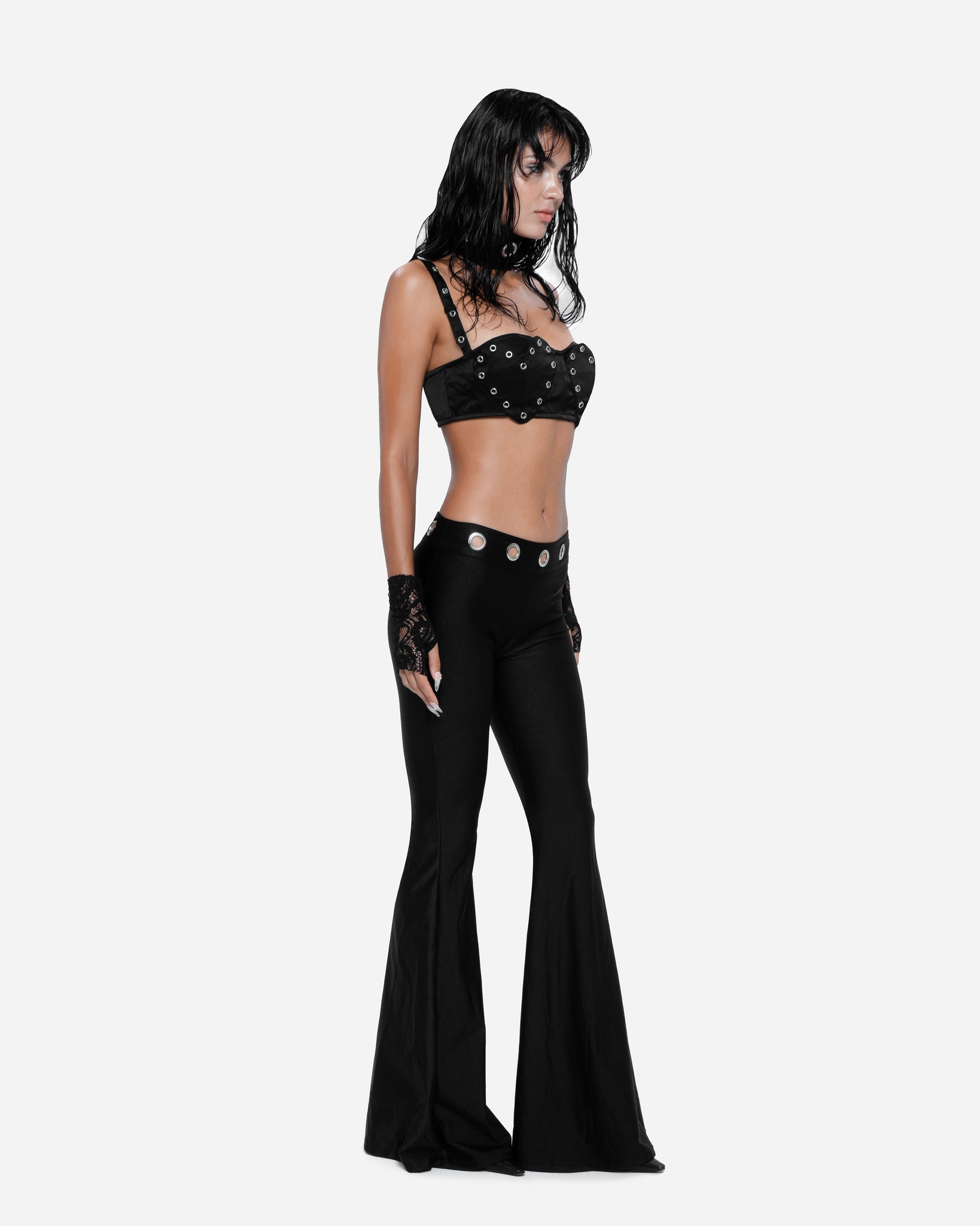 Eyelet Pants in Black