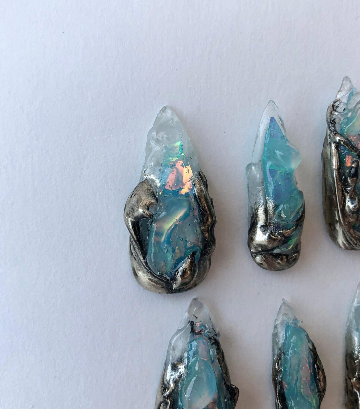 Chrome+clear Blob Nails in Red