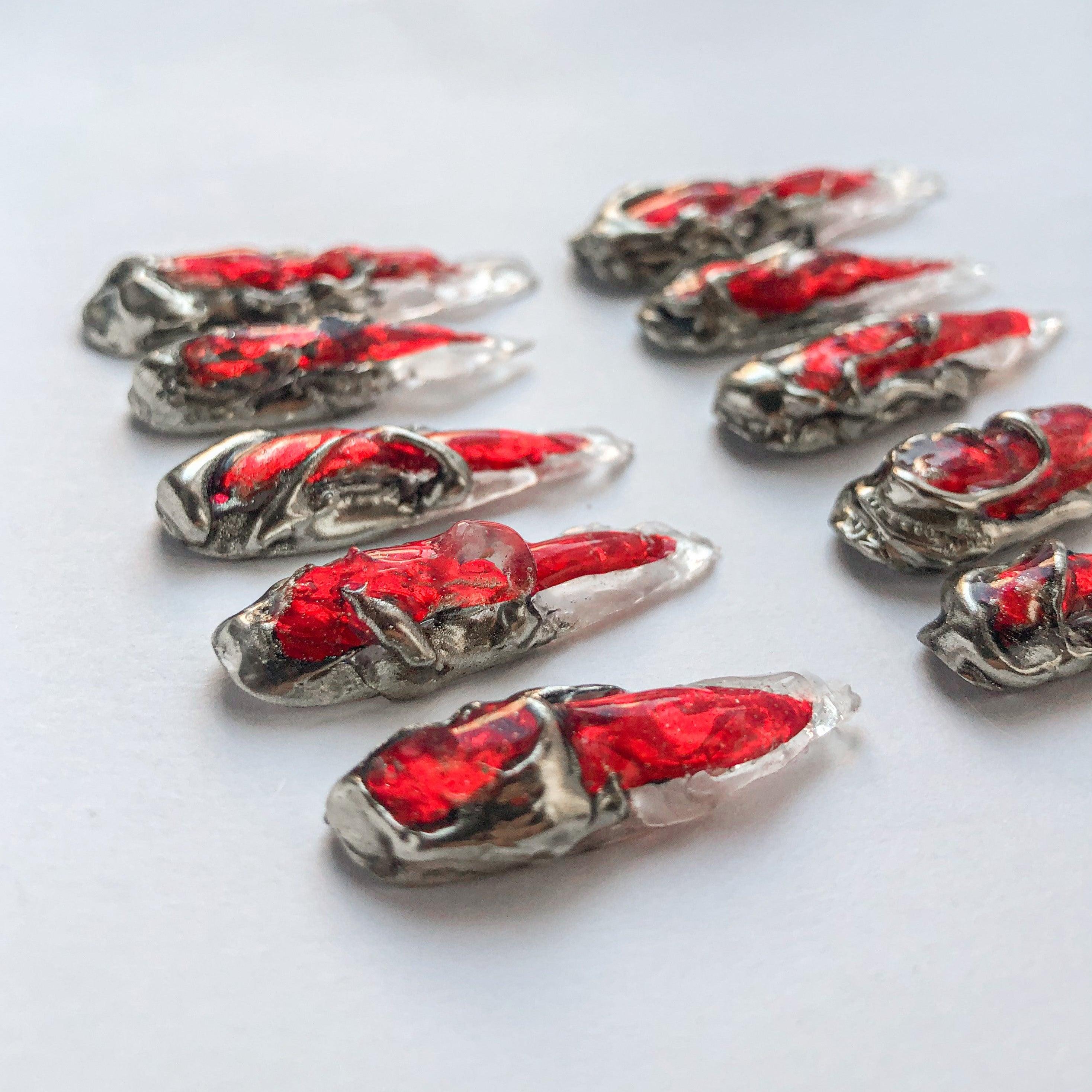 Chrome+clear Blob Nails in Red