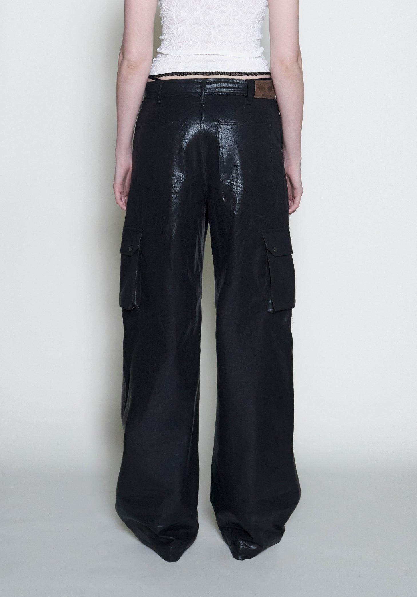 Coated Wide Cargo Pants