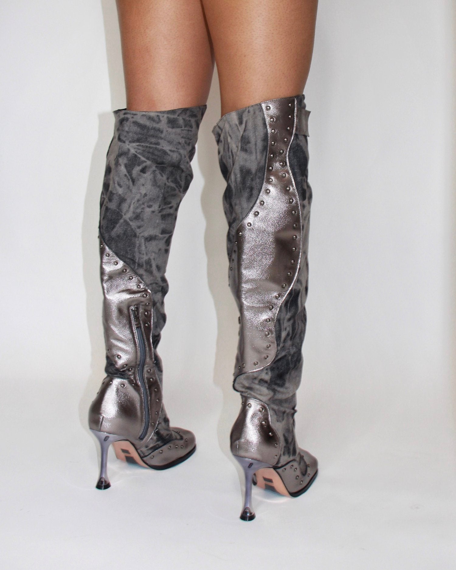 Gun Metal Knee High Boots