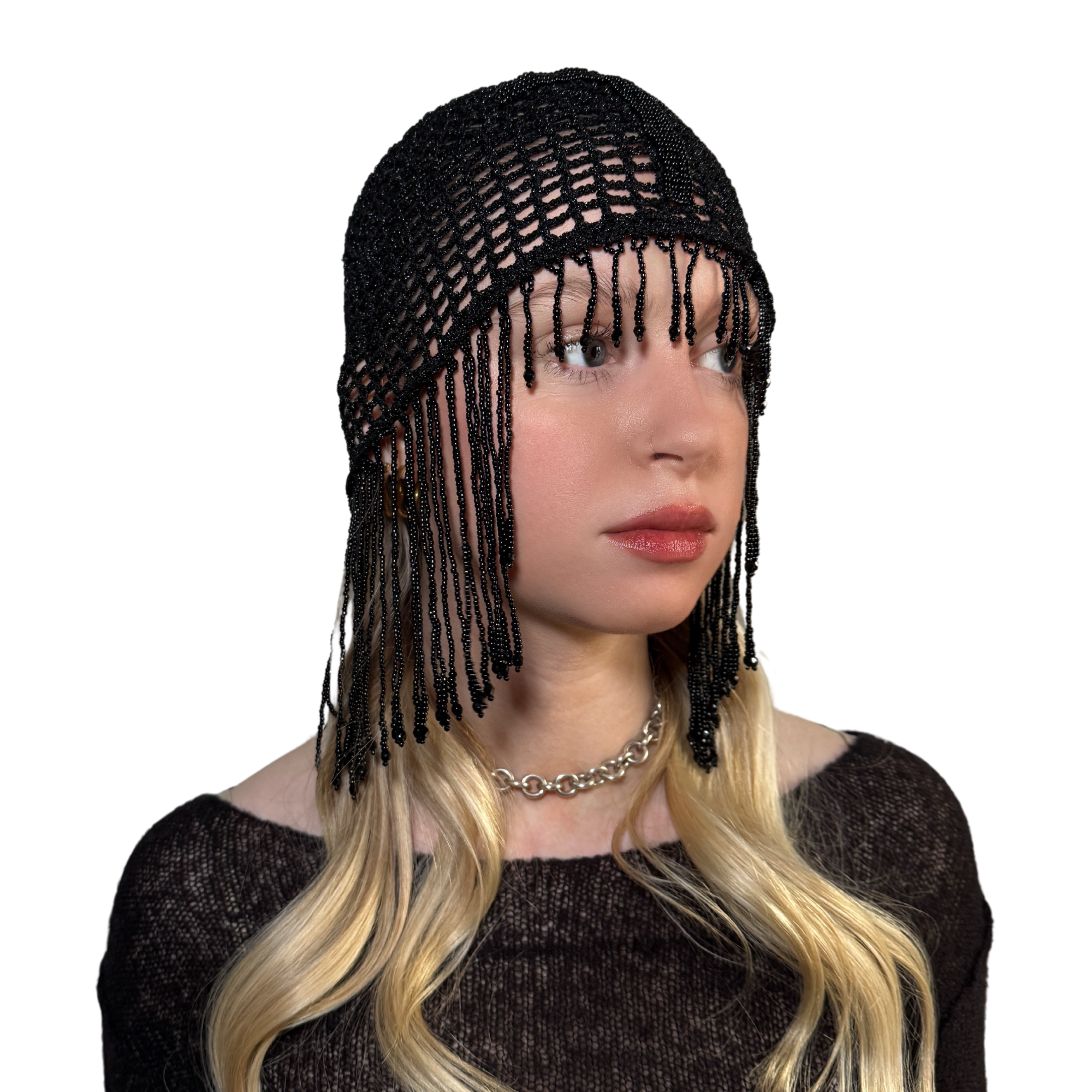 Black Cross Beads Headwear