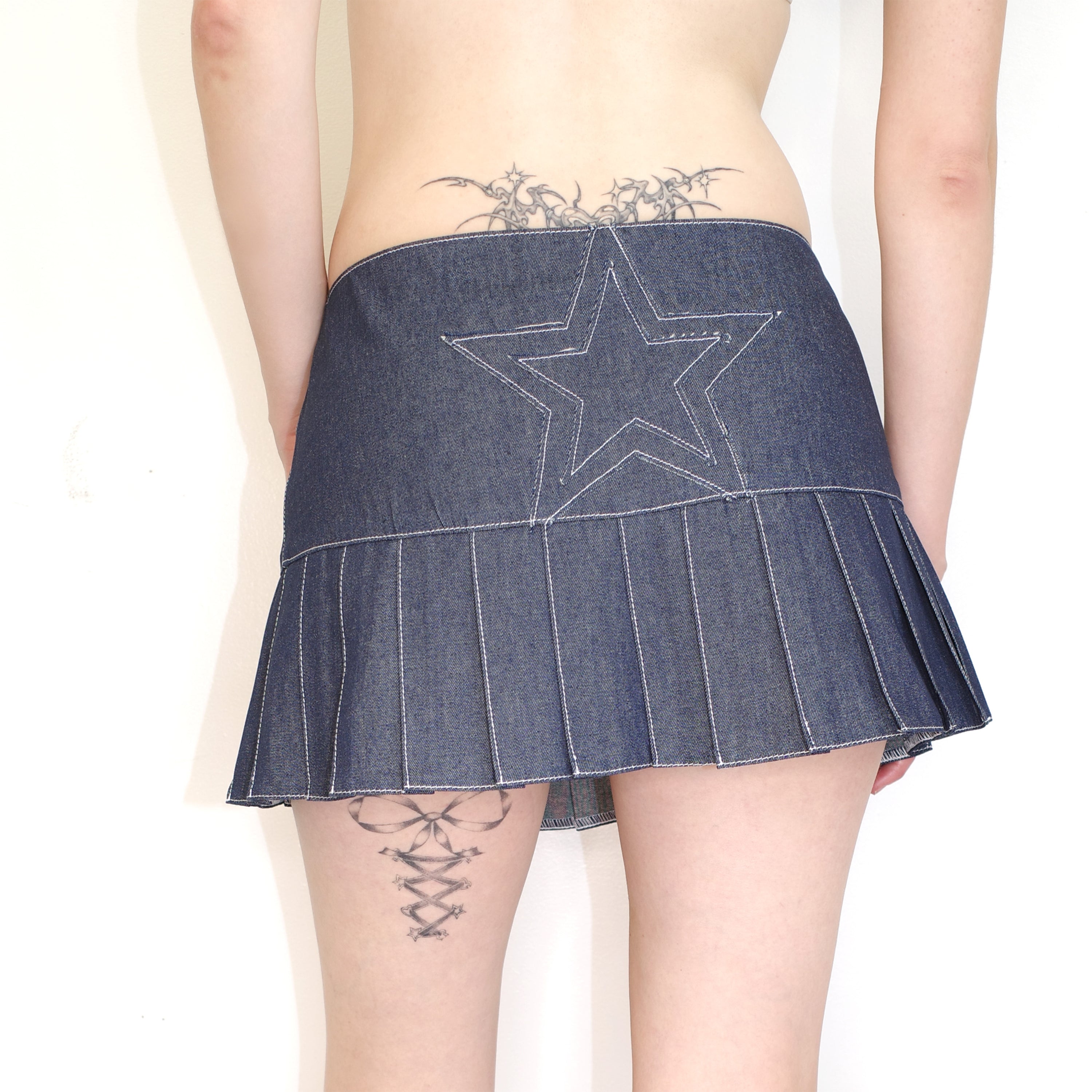 데님 스타 스커트