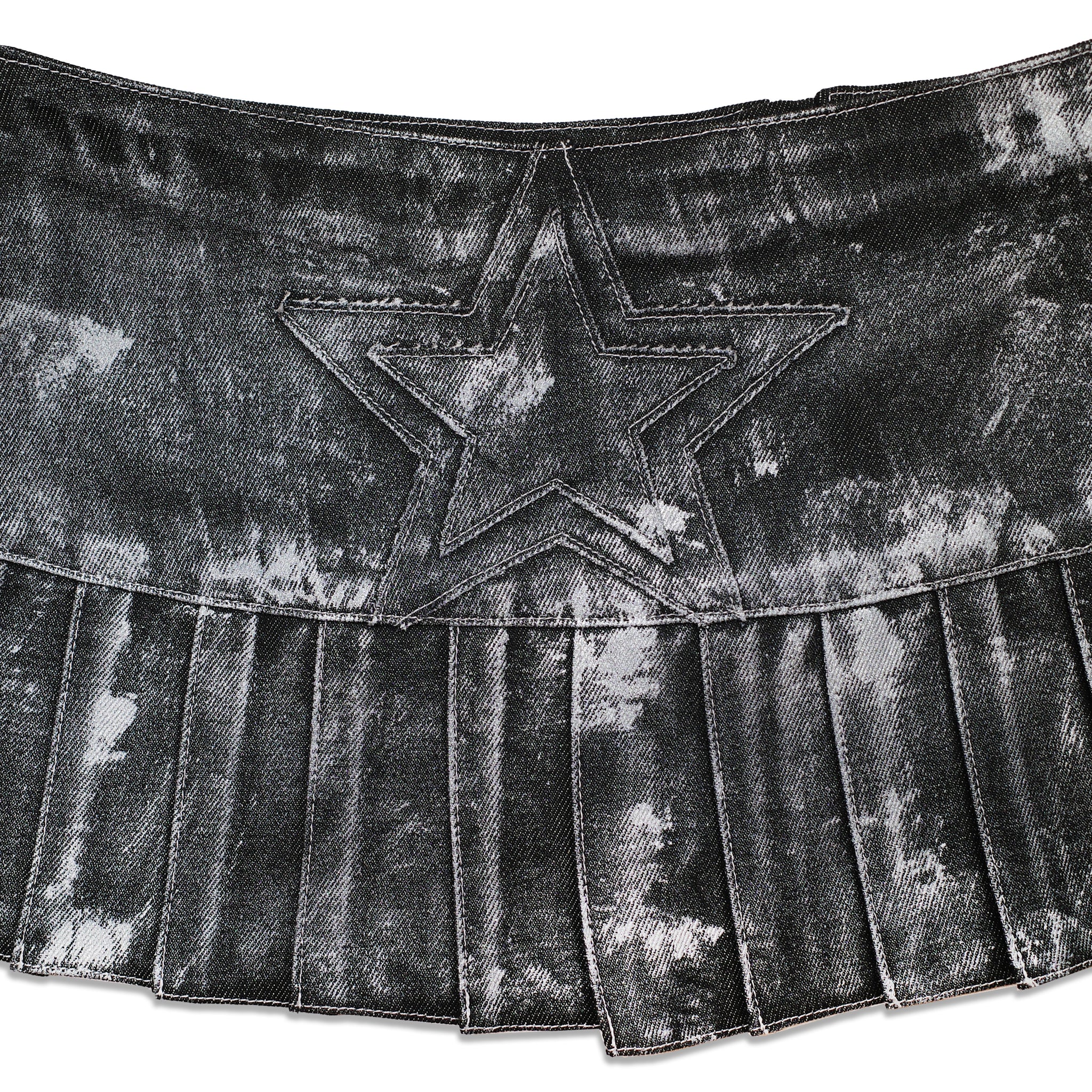 Silver Denim Star Skirt