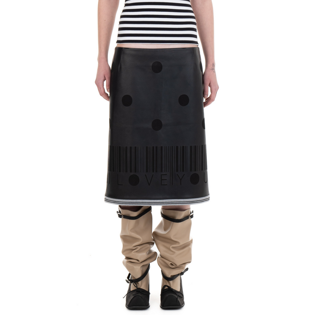 I Love You Leather Midi Skirt