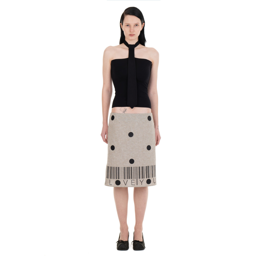 I Love You Linen Midi Skirt