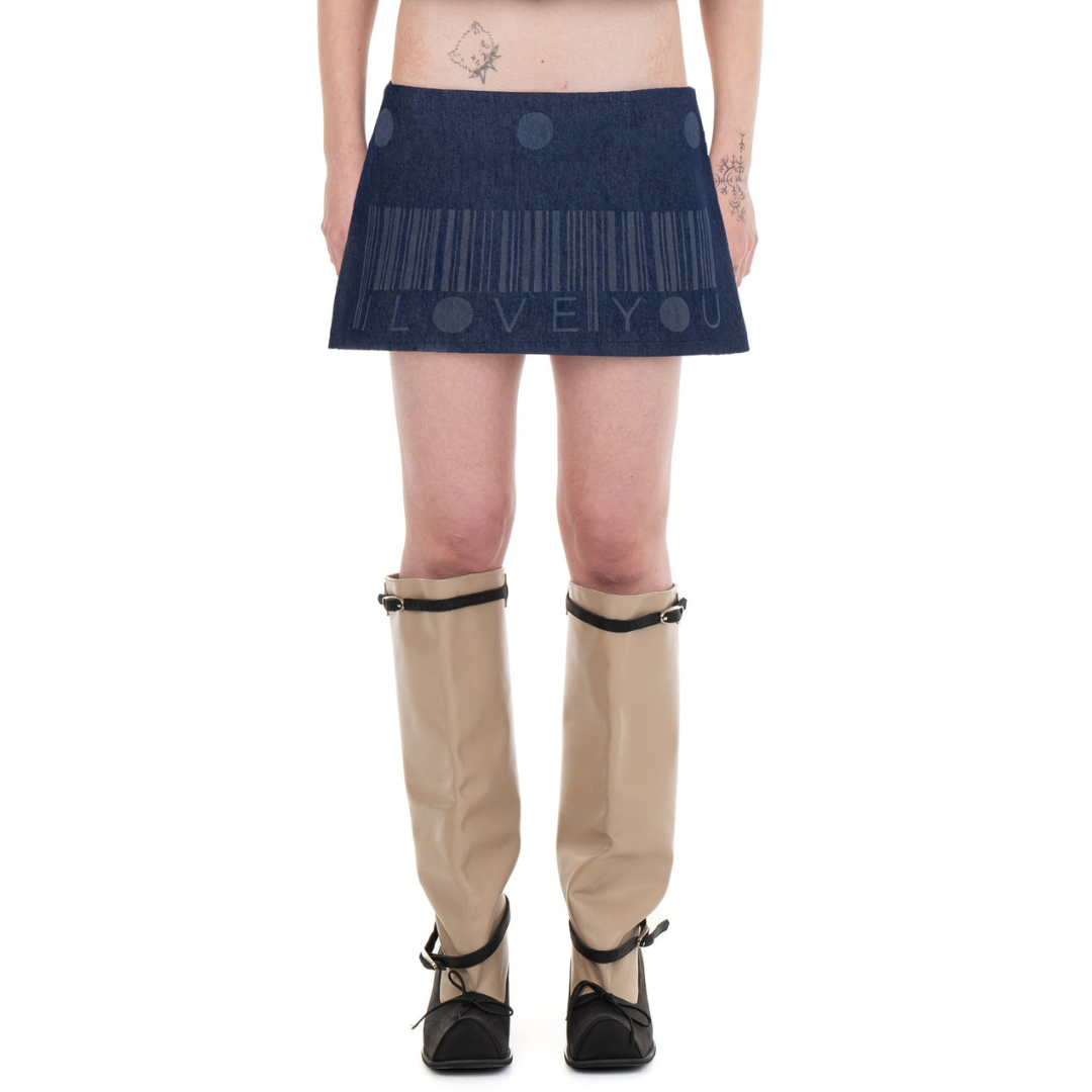 I Love You Denim Mini Skirt