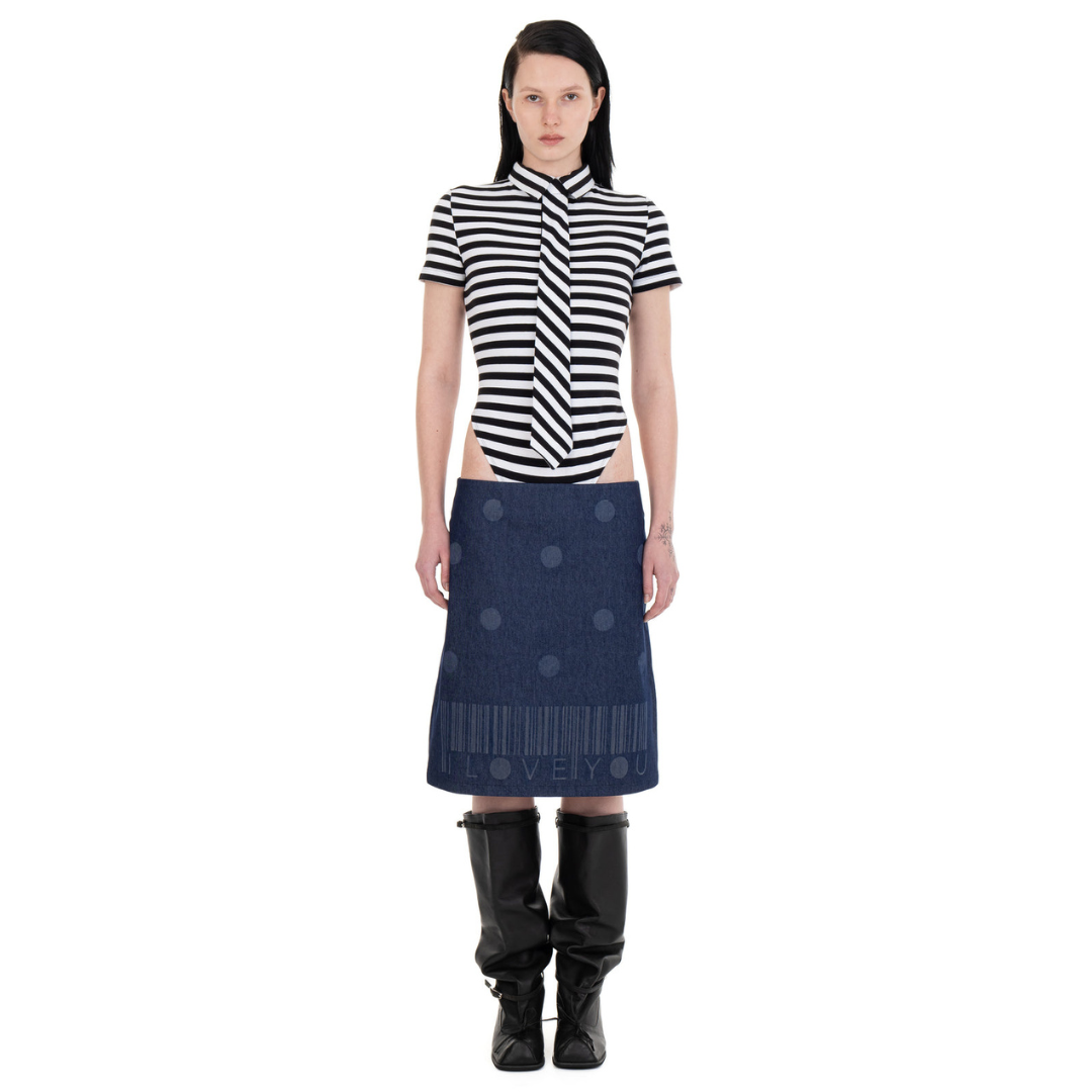 I Love You Denim Midi Skirt
