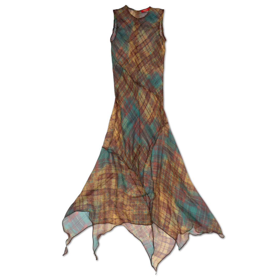 Sunset Plaid Silk Dress