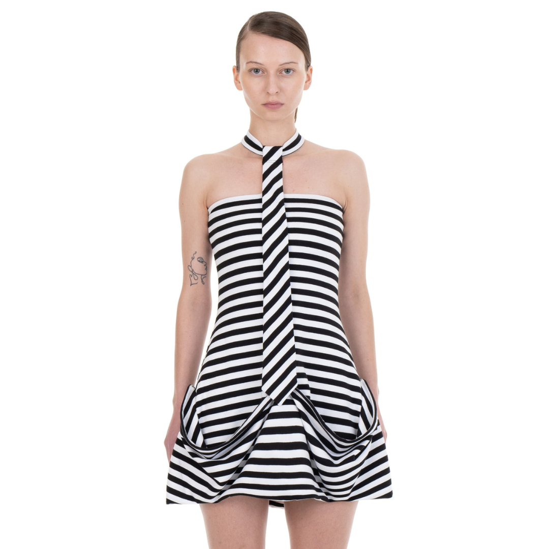 Necktie Draped Dress