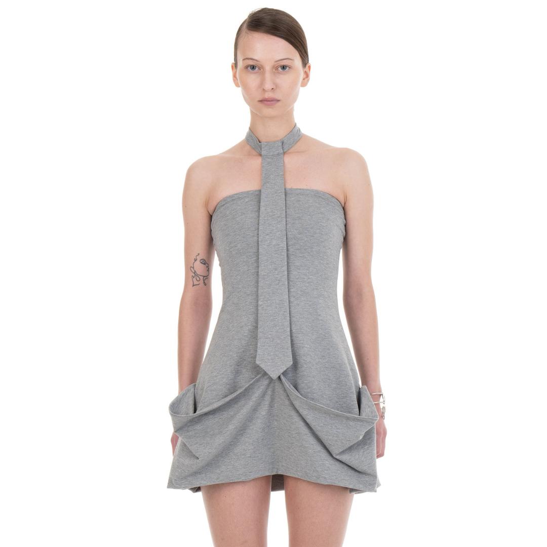 Necktie Draped Dress