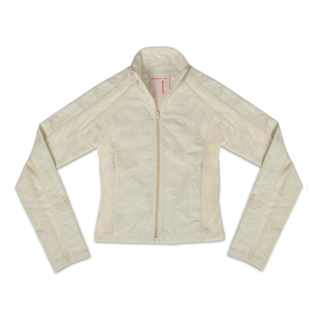 크림색 나일론 메시 재킷
