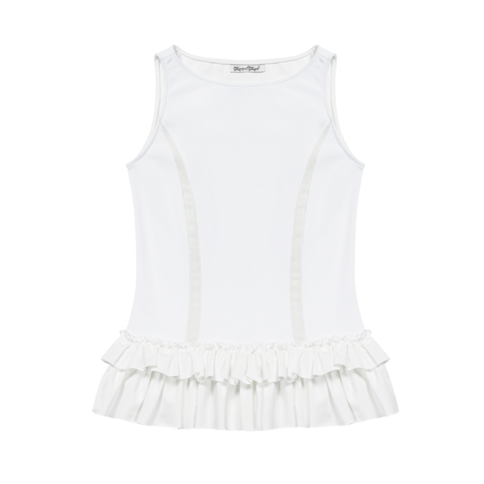 Slit Frill Sleeveless in White and Black